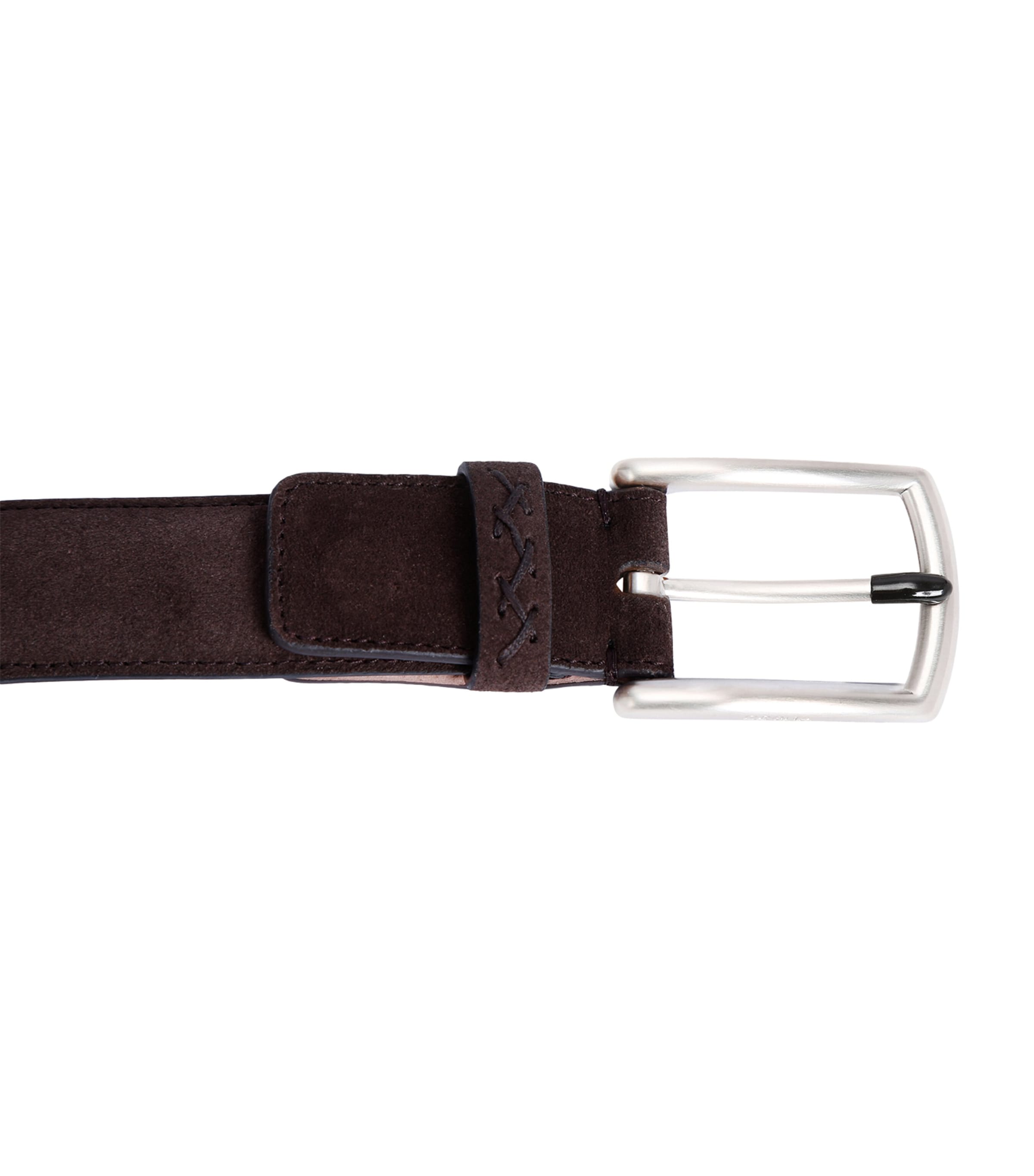 Zegna Suede Triple Stitch Belt Dark Brown Image 3