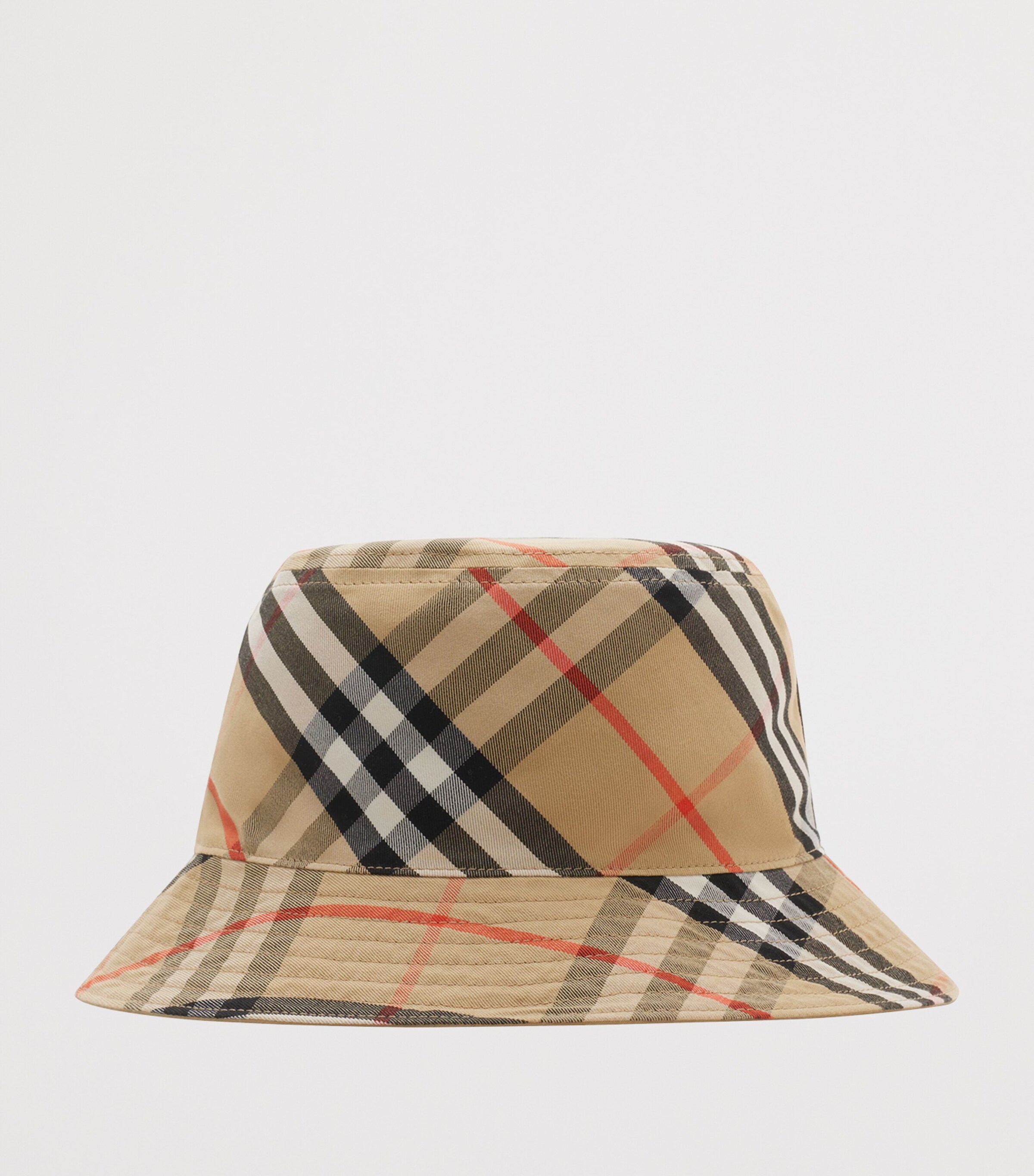 Burberry Cotton Reversible Check Bucket Hat Flax/sand Image 3