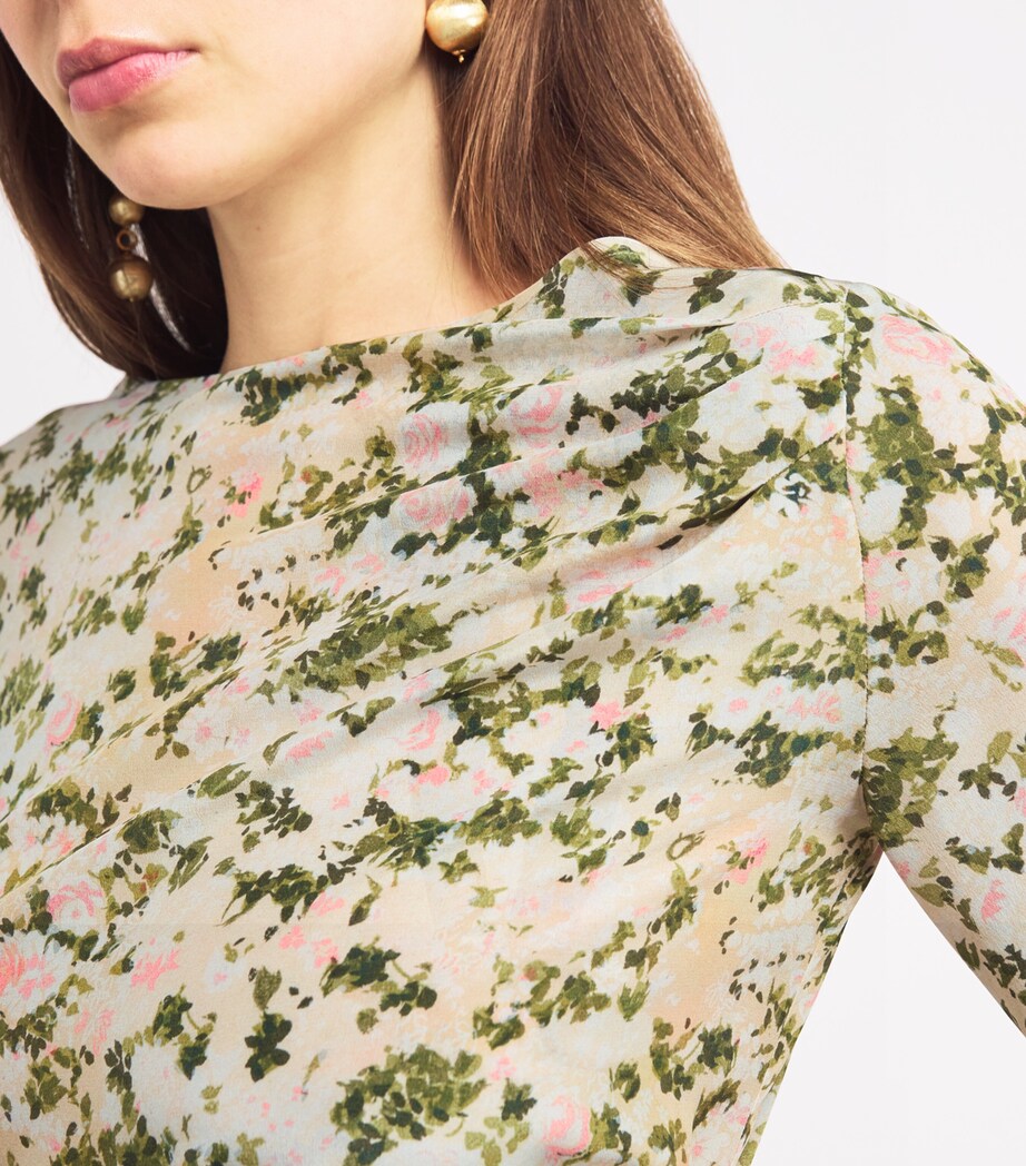 Silk Floral Mini Dress IVORY Image 6