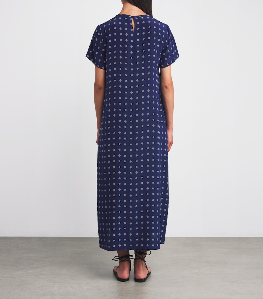 Silk Printed Maxi Dress NAVY Image 3
