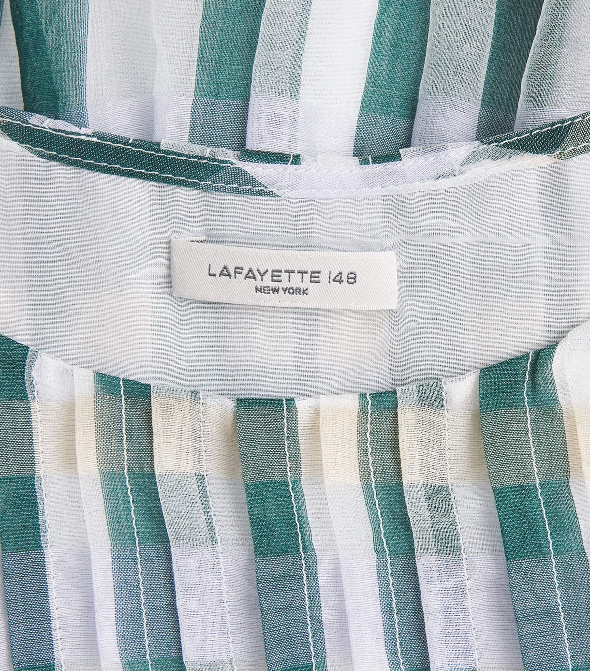 Lafayette 148 Womens Cotton-Silk Pintuck Sleeveless Blouse Grsmu Grass Multi Image 6
