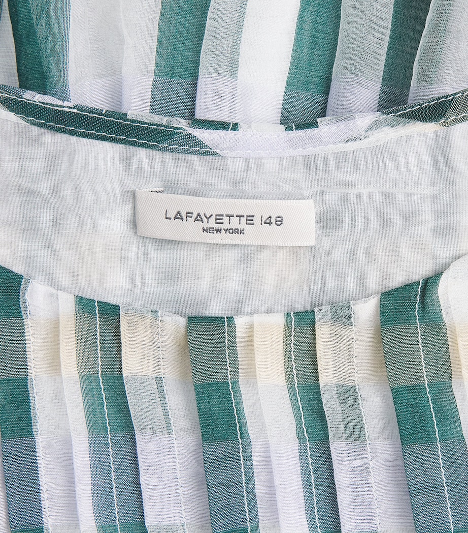 Lafayette 148 Womens Cotton-Silk Pintuck Sleeveless Blouse Grsmu Grass Multi Image 6