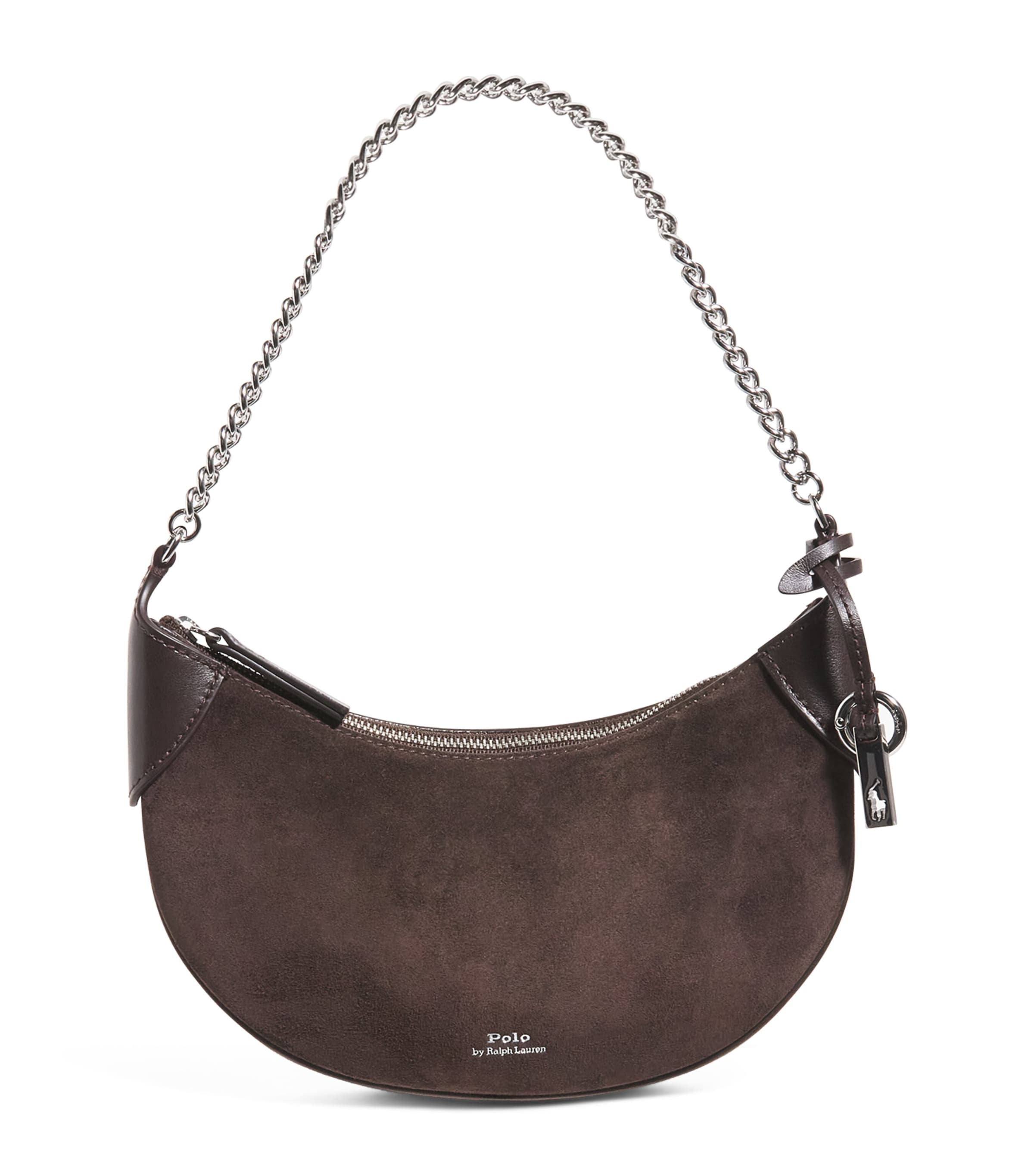 Polo Ralph Lauren Small Suede Polo Id Shoulder Bag In Brown