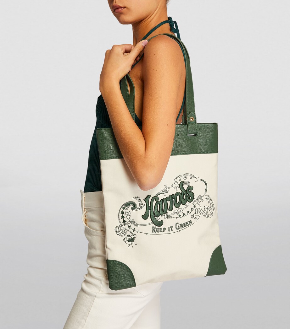 Harrods Embroidered Logo Tote Bag Image 5