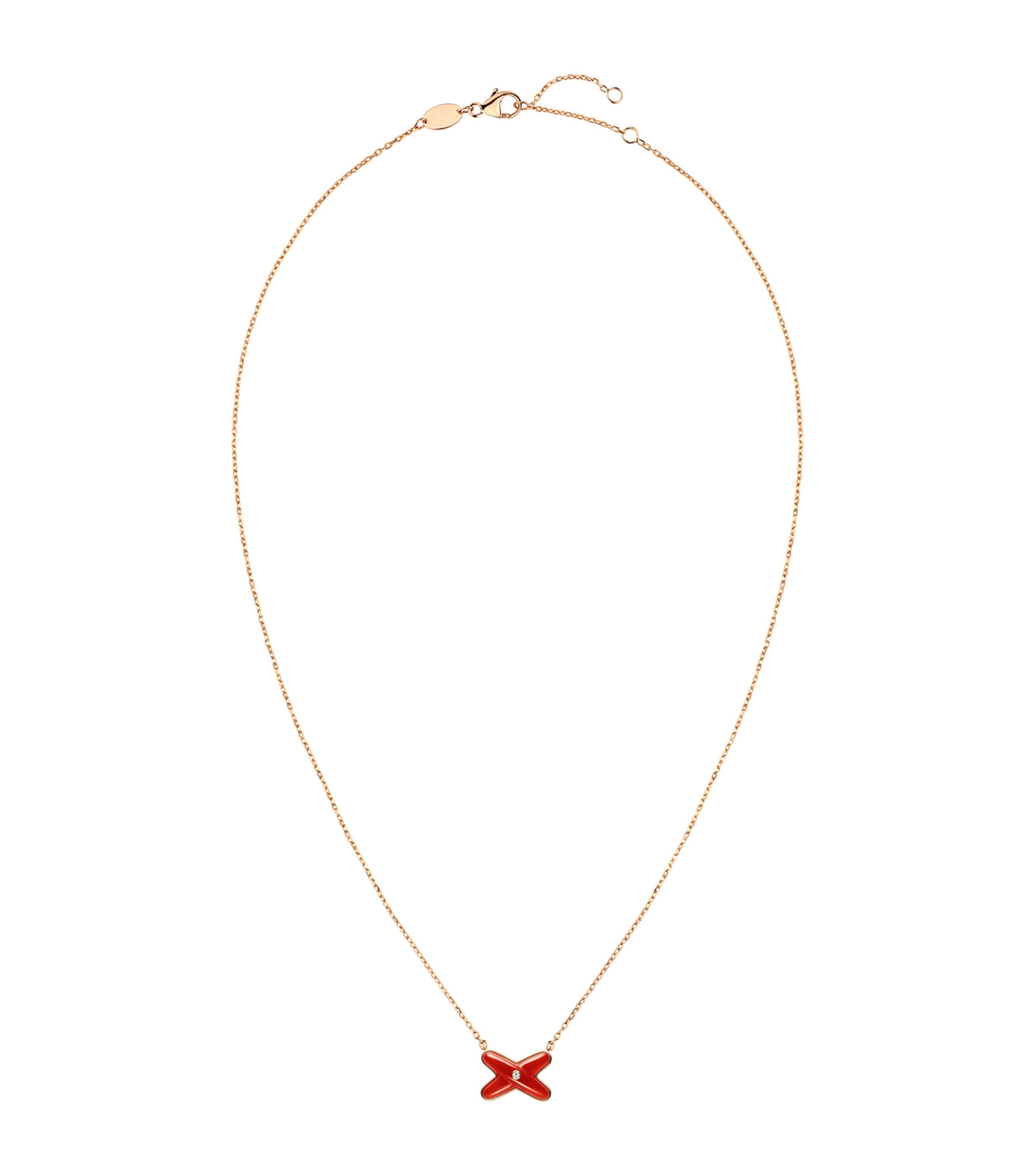 Rose Gold, Carnelian and Diamond Jeux de Liens Pendant Necklace PINK GOLD Image 1
