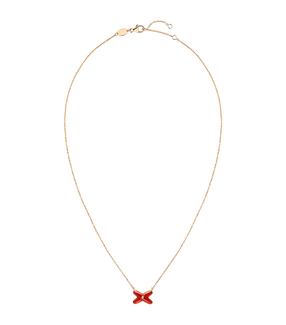 Rose Gold, Carnelian and Diamond Jeux de Liens Pendant Necklace PINK GOLD Image 1