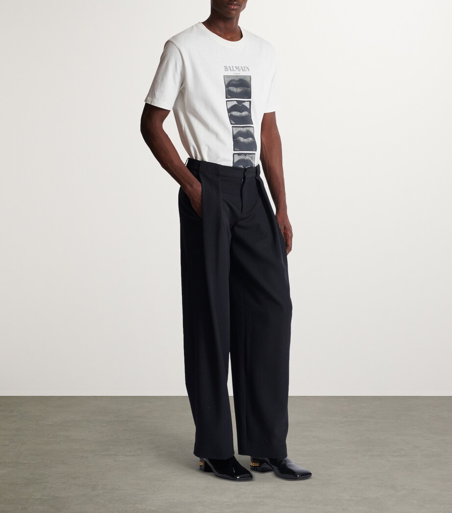 Wool Pleated Straight Trousers 0PA NOIR Image 2