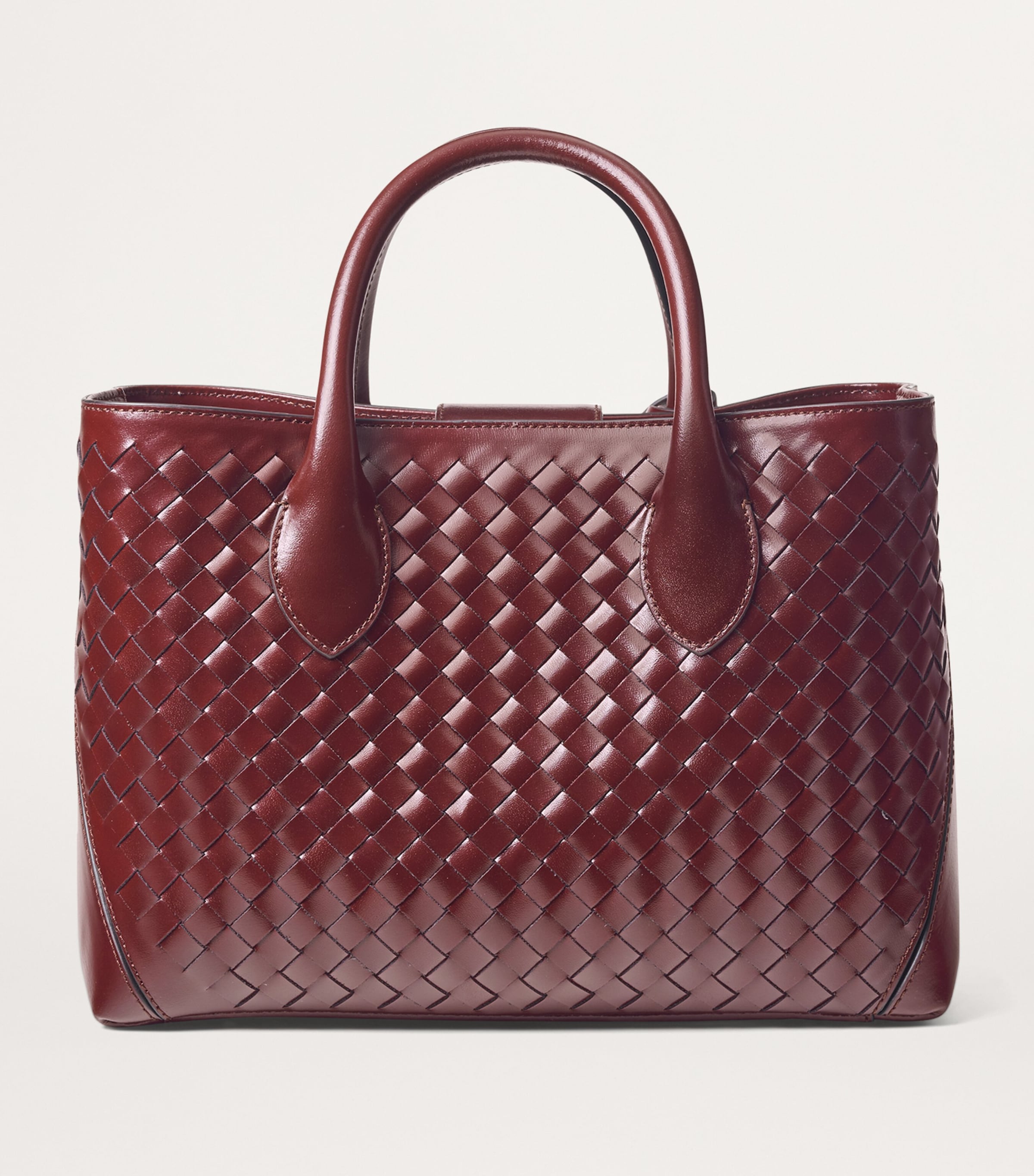 Midi Leather London Tote Bag BURGUNDY Image 4