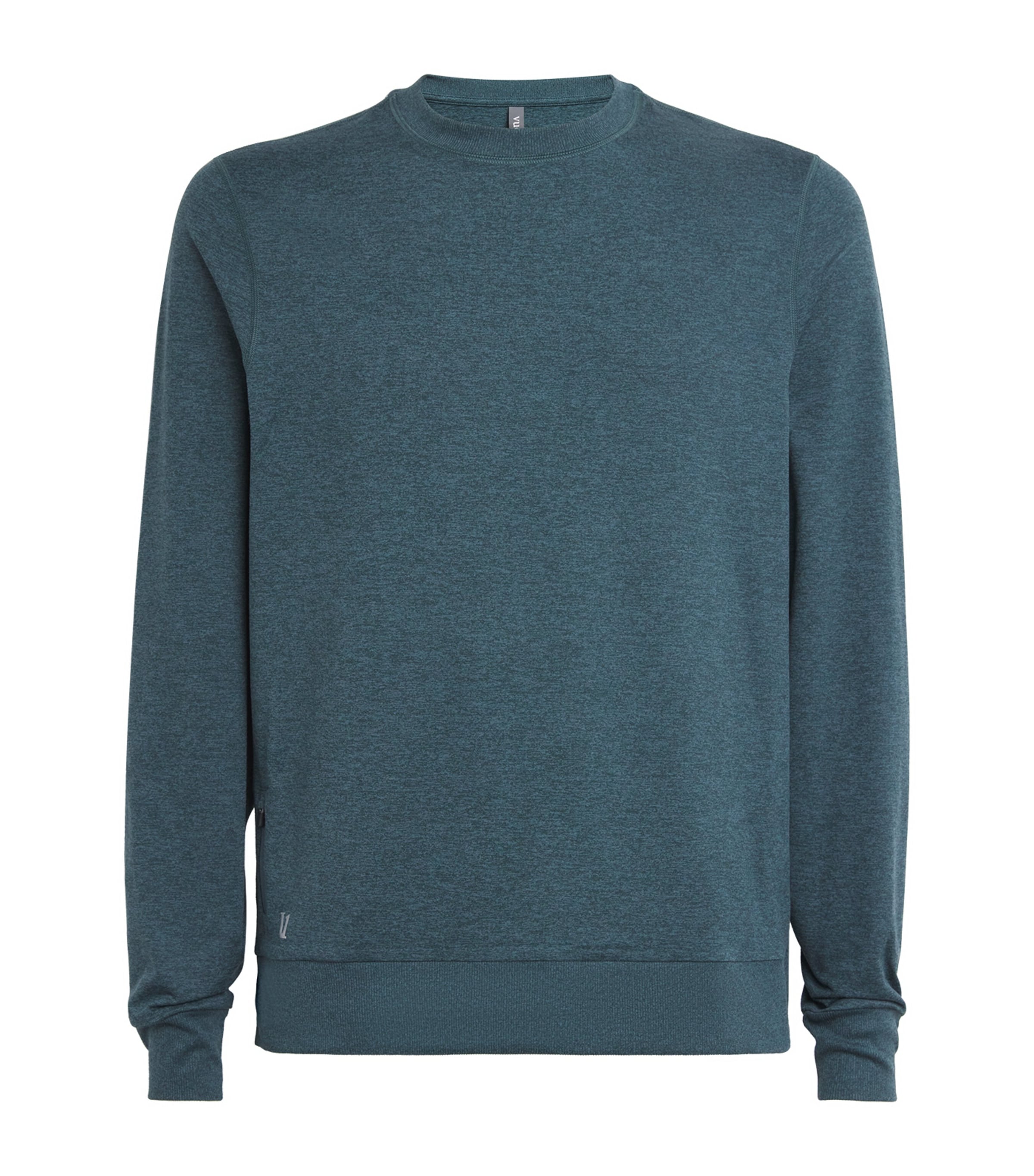 VUORI Mens DreamKnit Ponto Performance Sweatshirt Deep Sea Heather Image 1