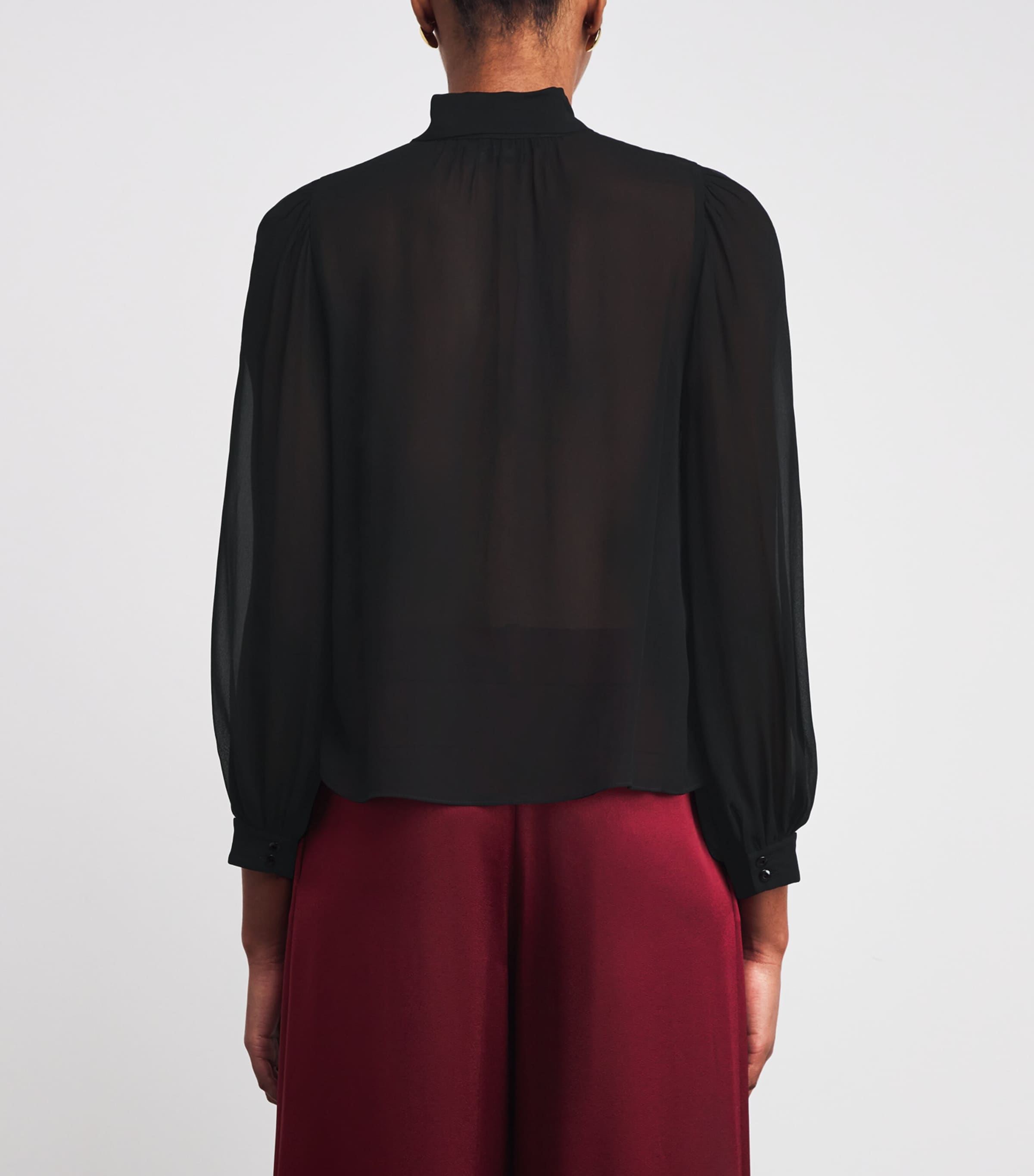 Semi-Sheer Brentley Blouse A001 BLACK Image 4