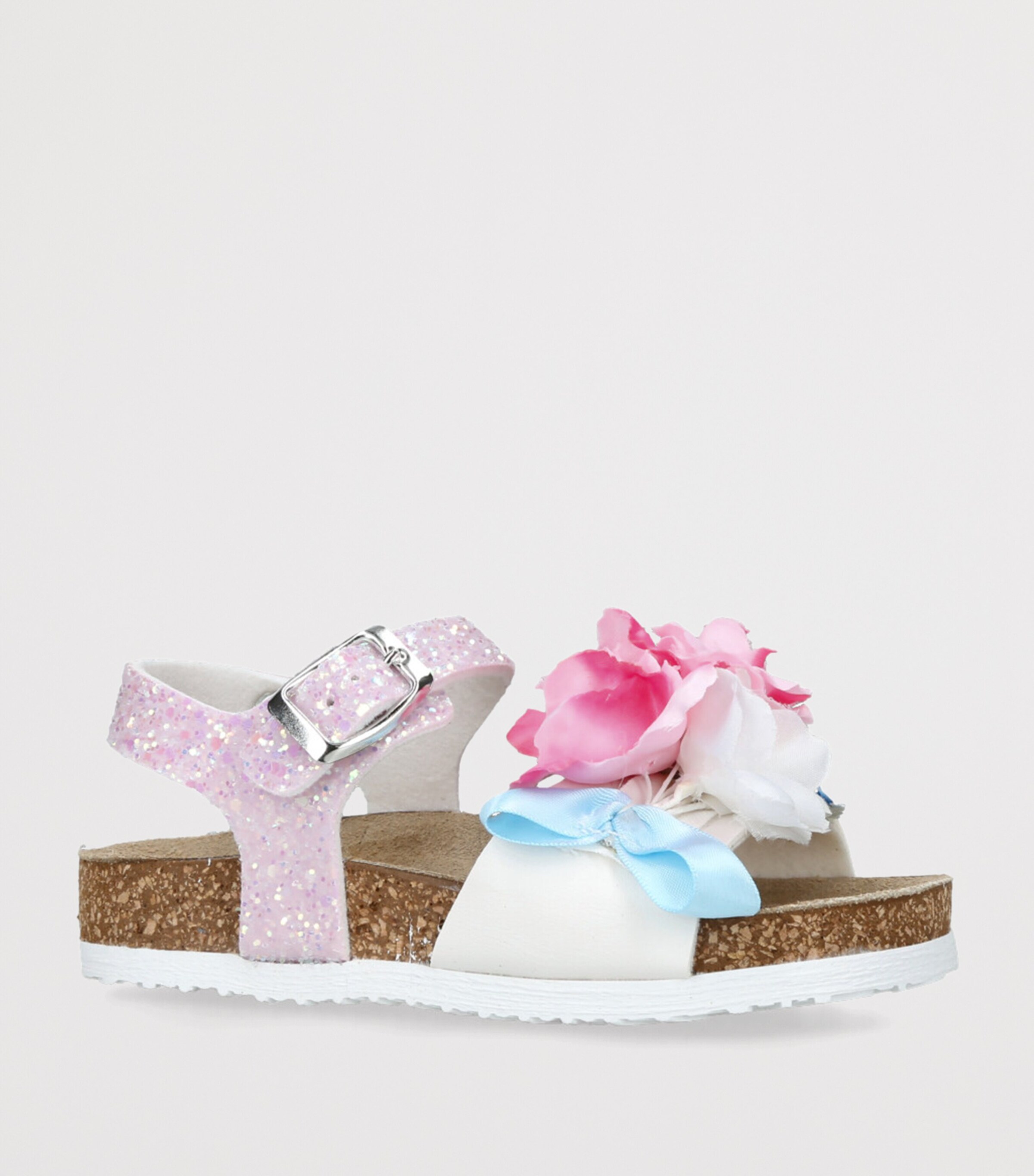 Floral-Appliqué Sandals PINK COMB Image 3