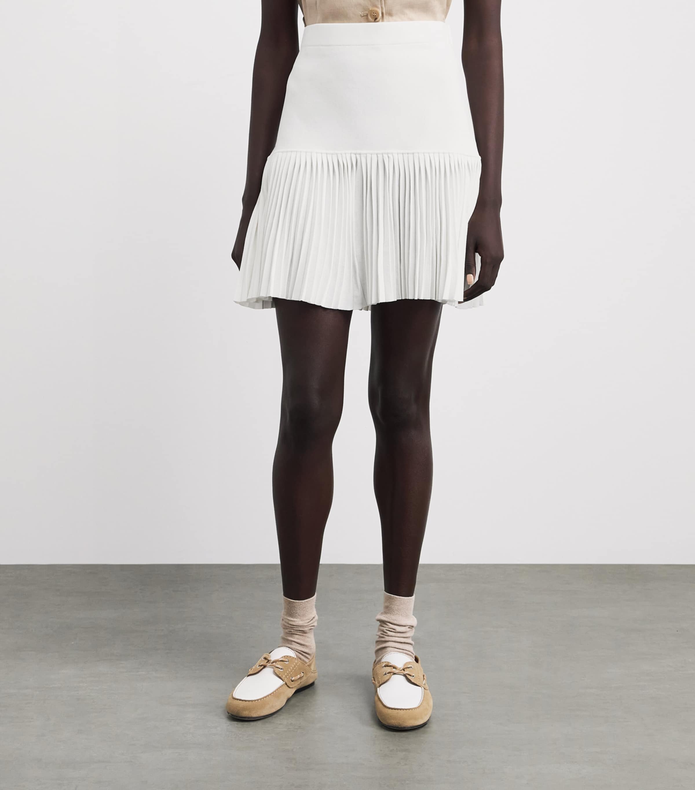 Claudie Pierlot Womens Pleated Mini Skirt Ecru Image 4