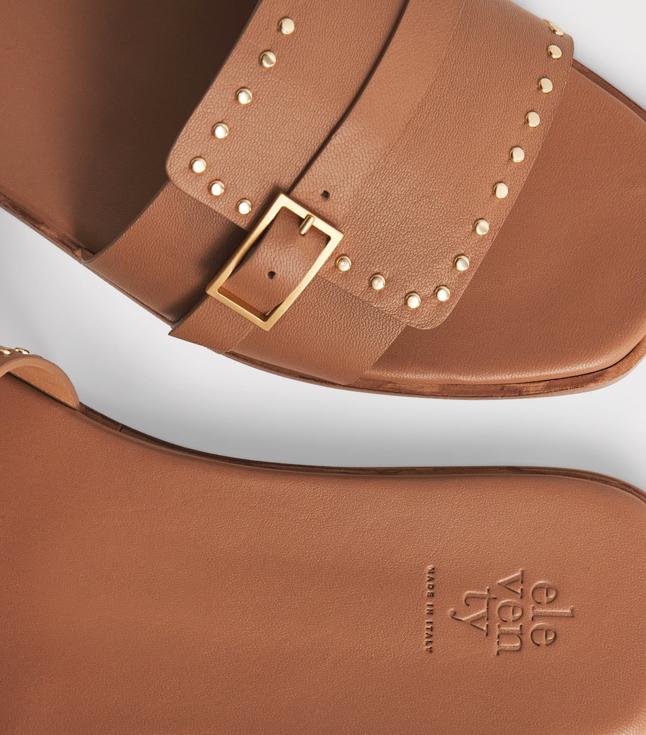 Eleventy Leather Embellished Sandals Cammello Image 6