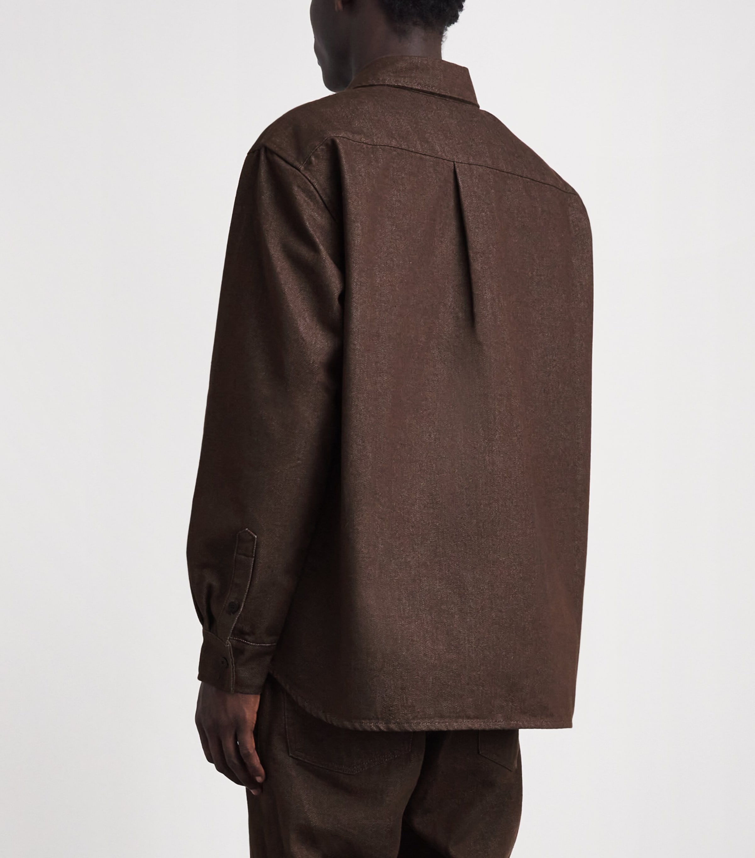 Le 17 Septembre Mens Denim Overshirt Brown Image 5