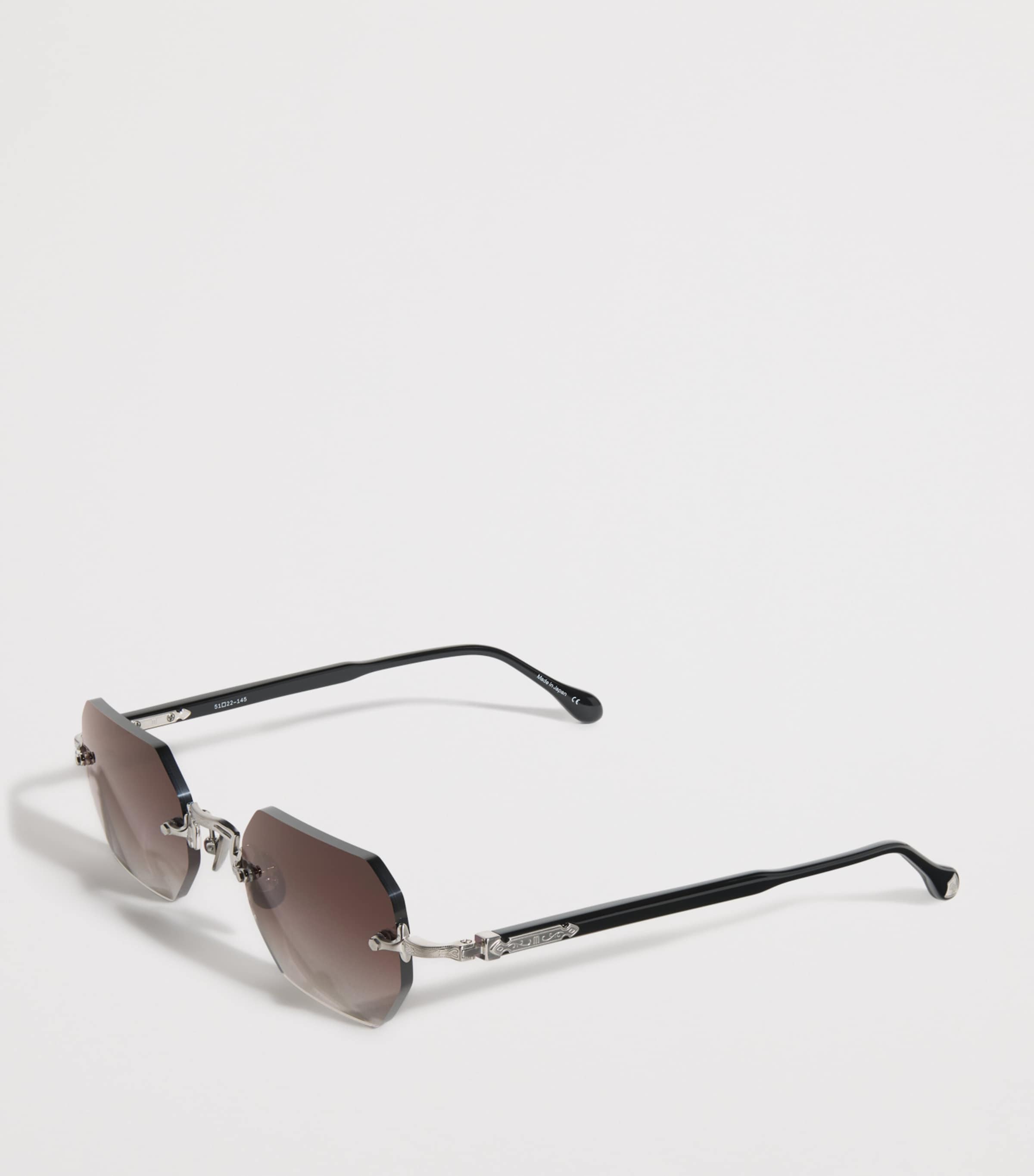 Matsuda M5010 Octagonal Sunglasses Brushed Slvr Blk Gry Image 2