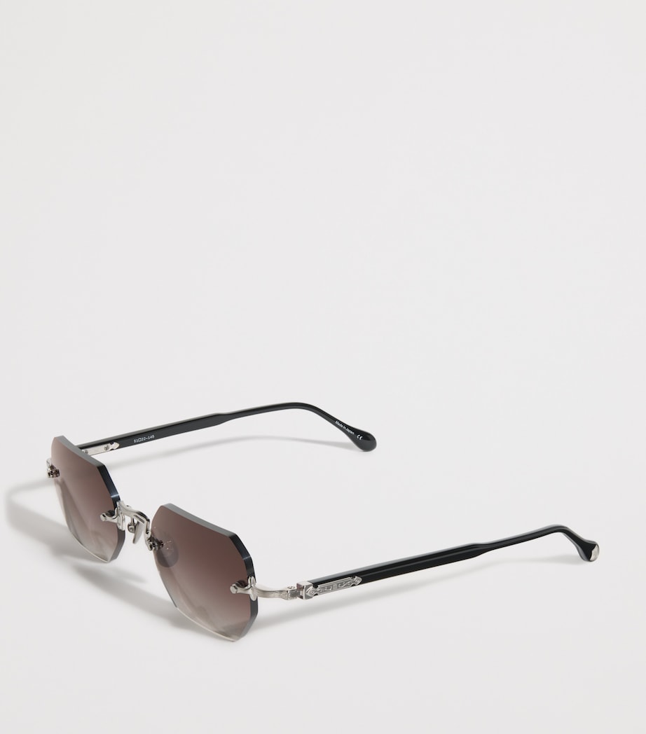Matsuda M5010 Octagonal Sunglasses Brushed Slvr Blk Gry Image 2