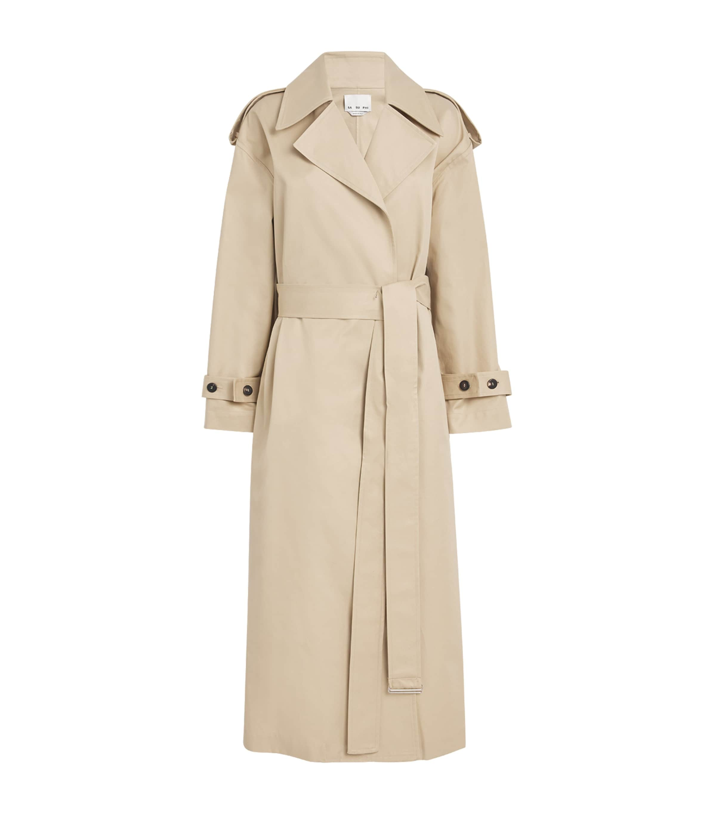 Sa Su Phi Longline Trench Coat In Beige