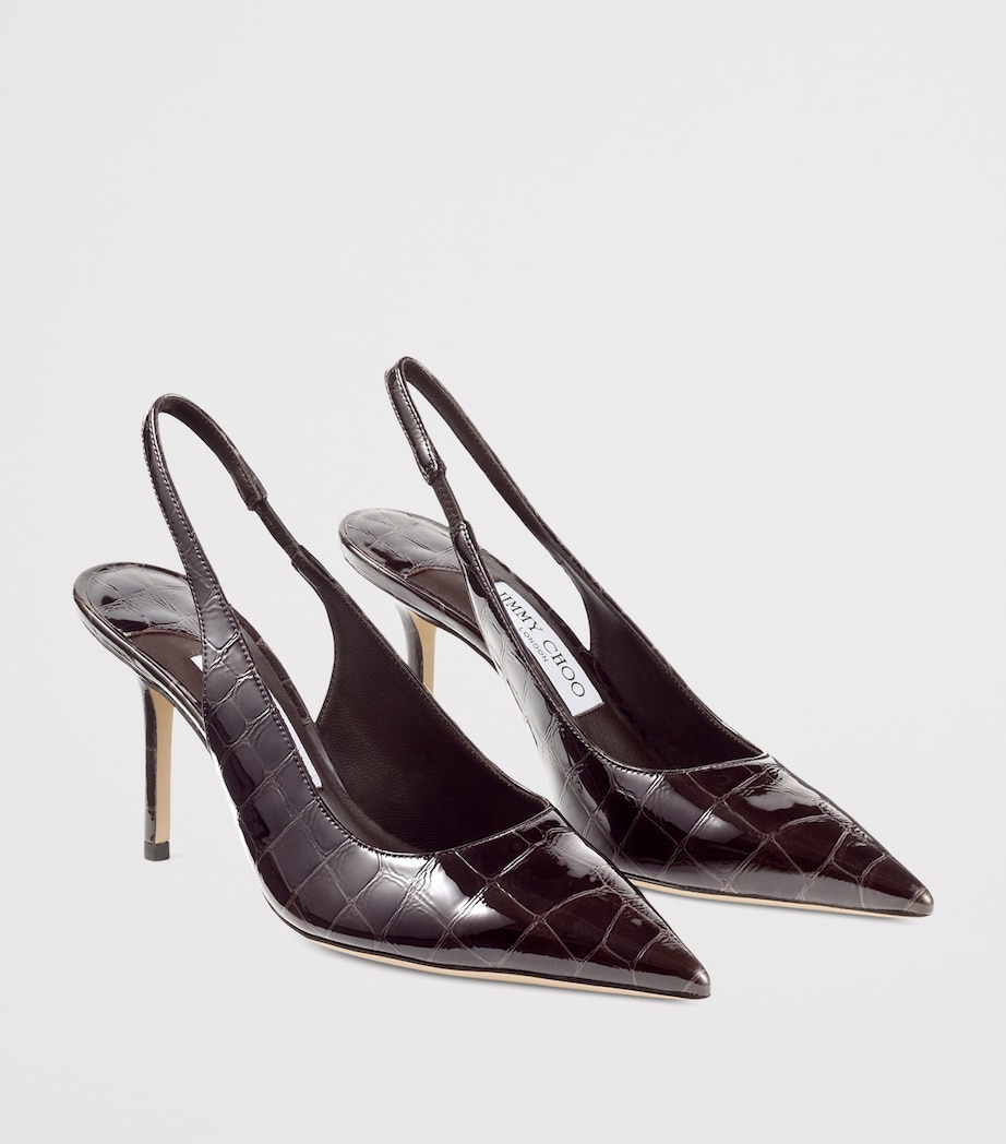 Jimmy Choo Womens Love 85 Croc-Embossed Leather Slingback Pumps Sambuco Image 3