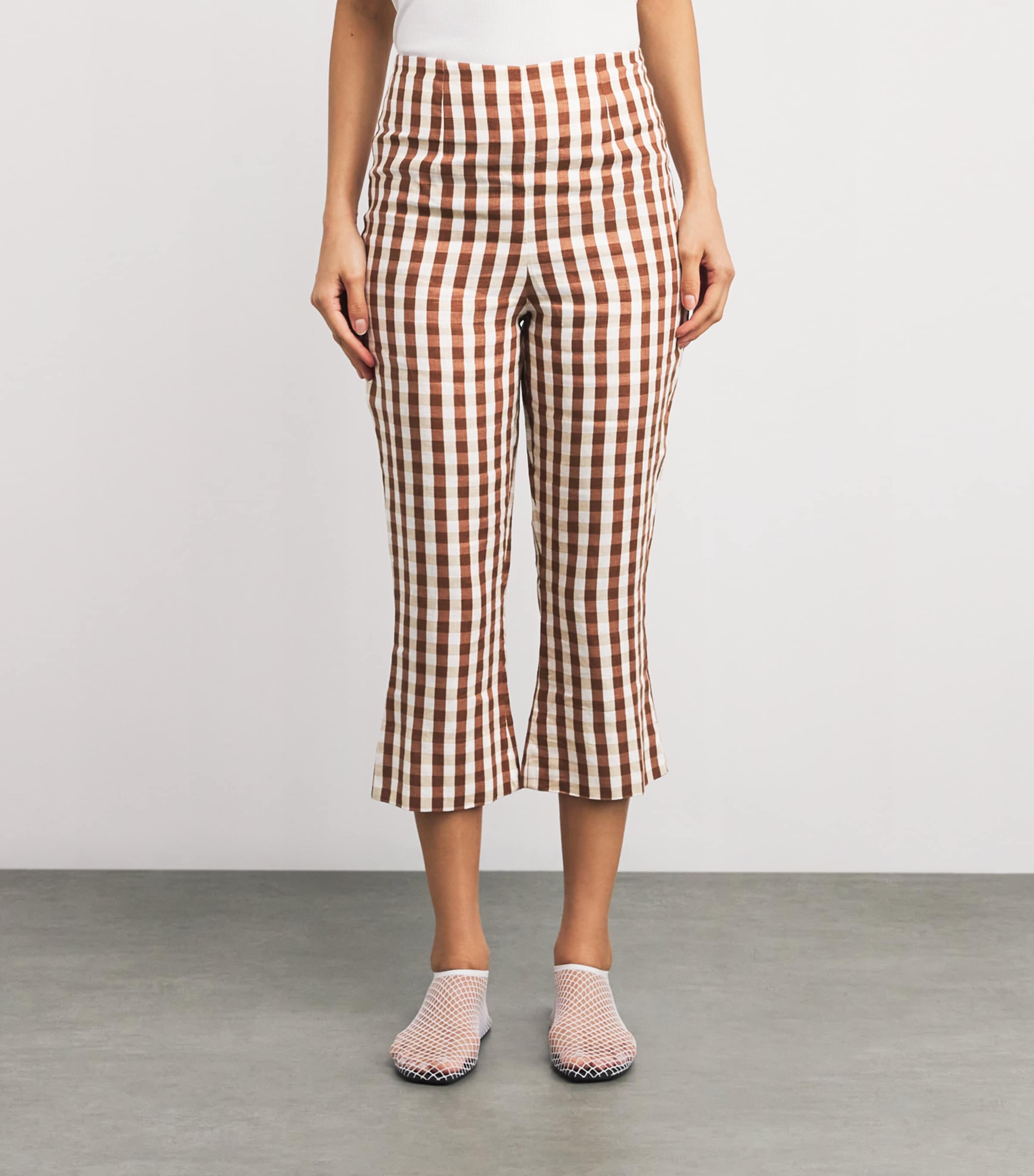 Linen Gingham Valeria Capri Trousers GINGHAM CEDAR Image 3
