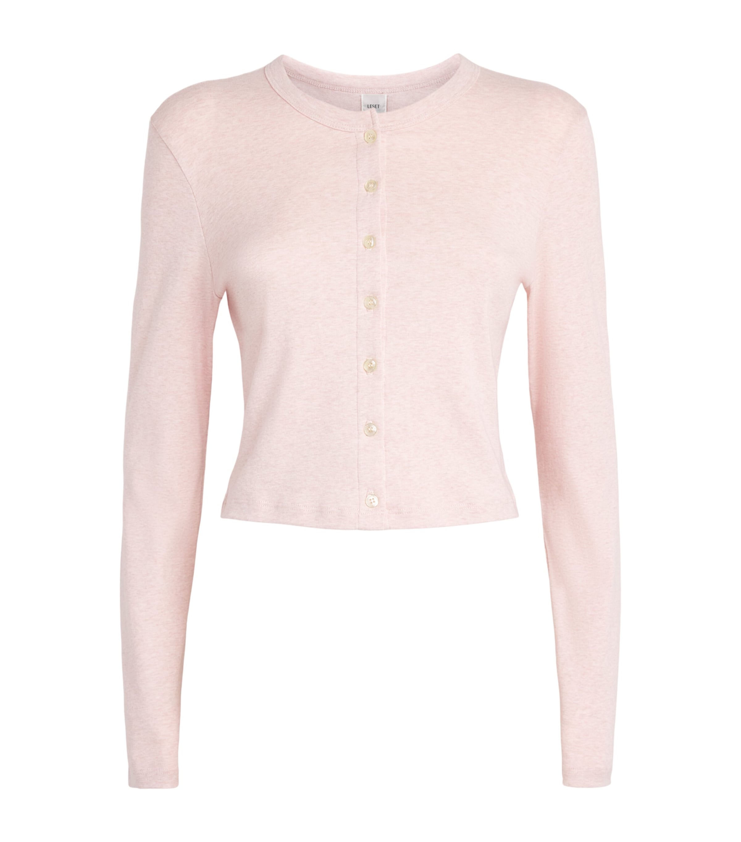 LESET Womens Cotton Cropped Nando Cardigan Petal Melange Image 1