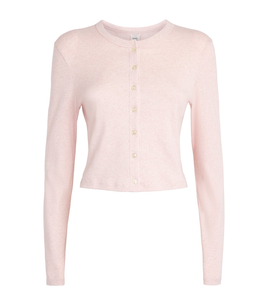 LESET Womens Cotton Cropped Nando Cardigan Petal Melange Image 1