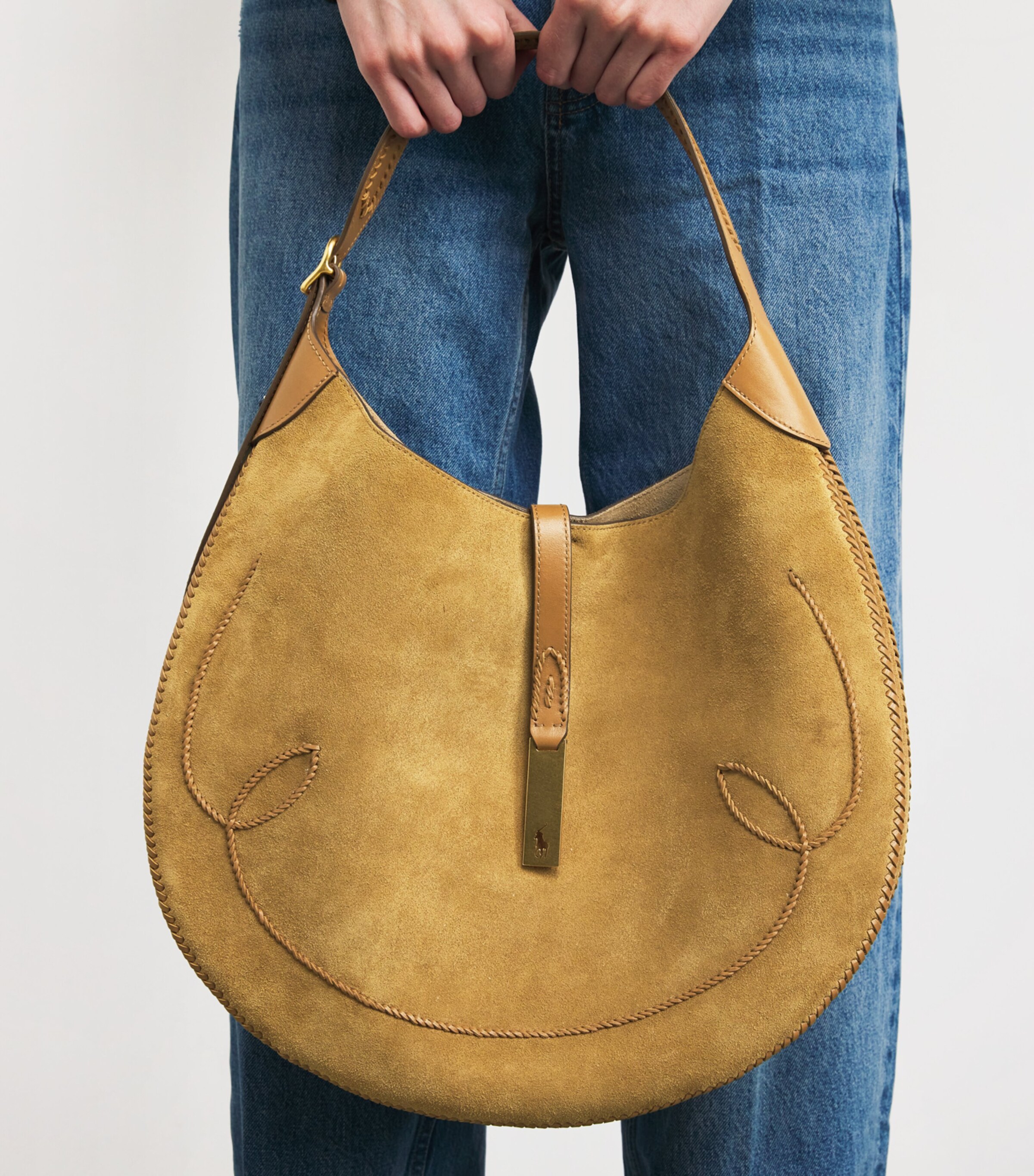 Polo Ralph Lauren Beige Medium Suede ID Shoulder Bag | Harrods US