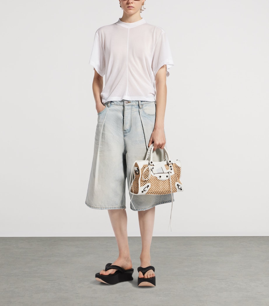 Balenciaga Small Raffia-Lambskin Le City Top-Handle Bag Image 3