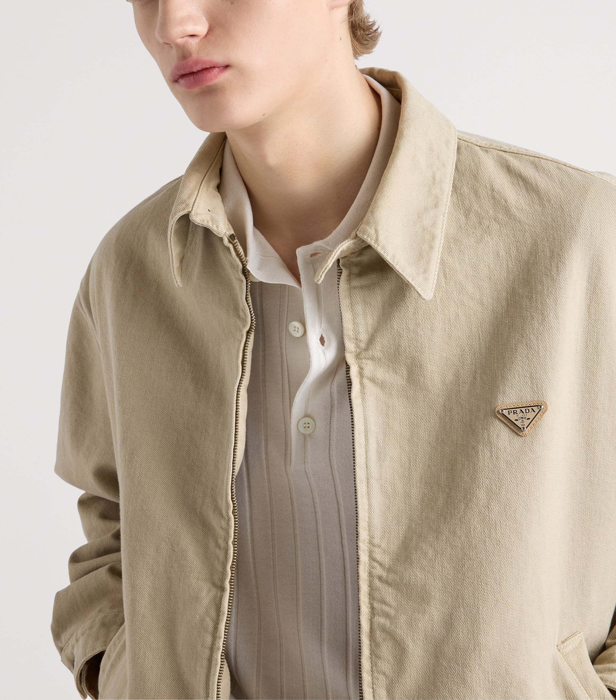 Prada Mens Old Denim Blouson Jacket Neutral Image 3