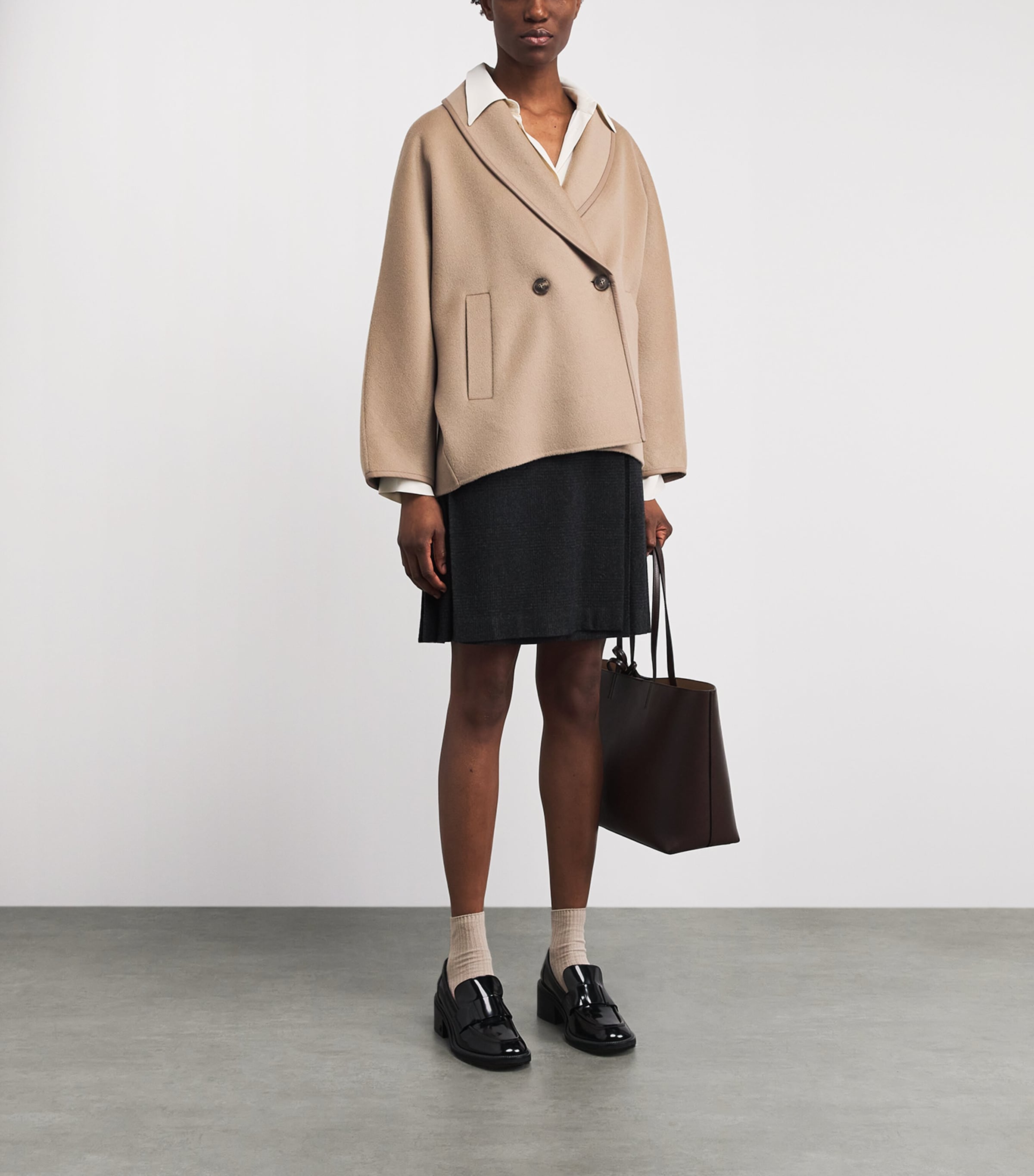 Yves Salomon Womens Wool-Cashmere Double-Breasted Pea Coat Image 2