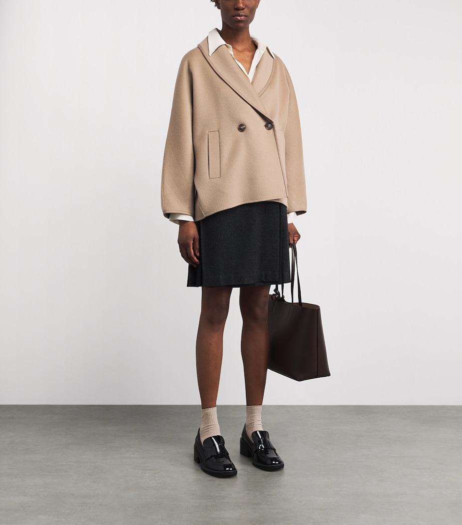 Yves Salomon Womens Wool-Cashmere Double-Breasted Pea Coat Image 2