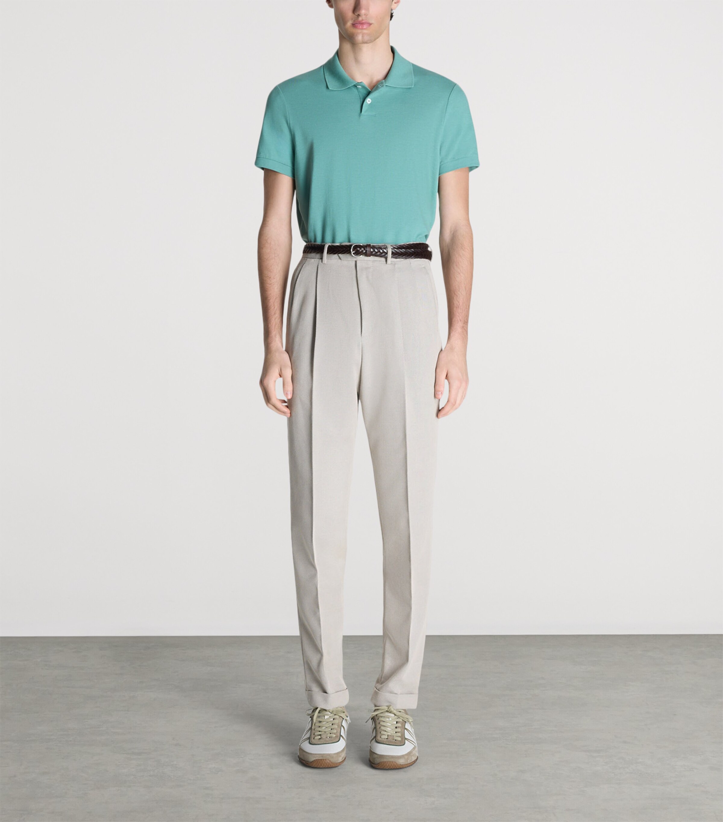 Dunhill Mens Cotton-Silk Polo Shirt Green Image 2