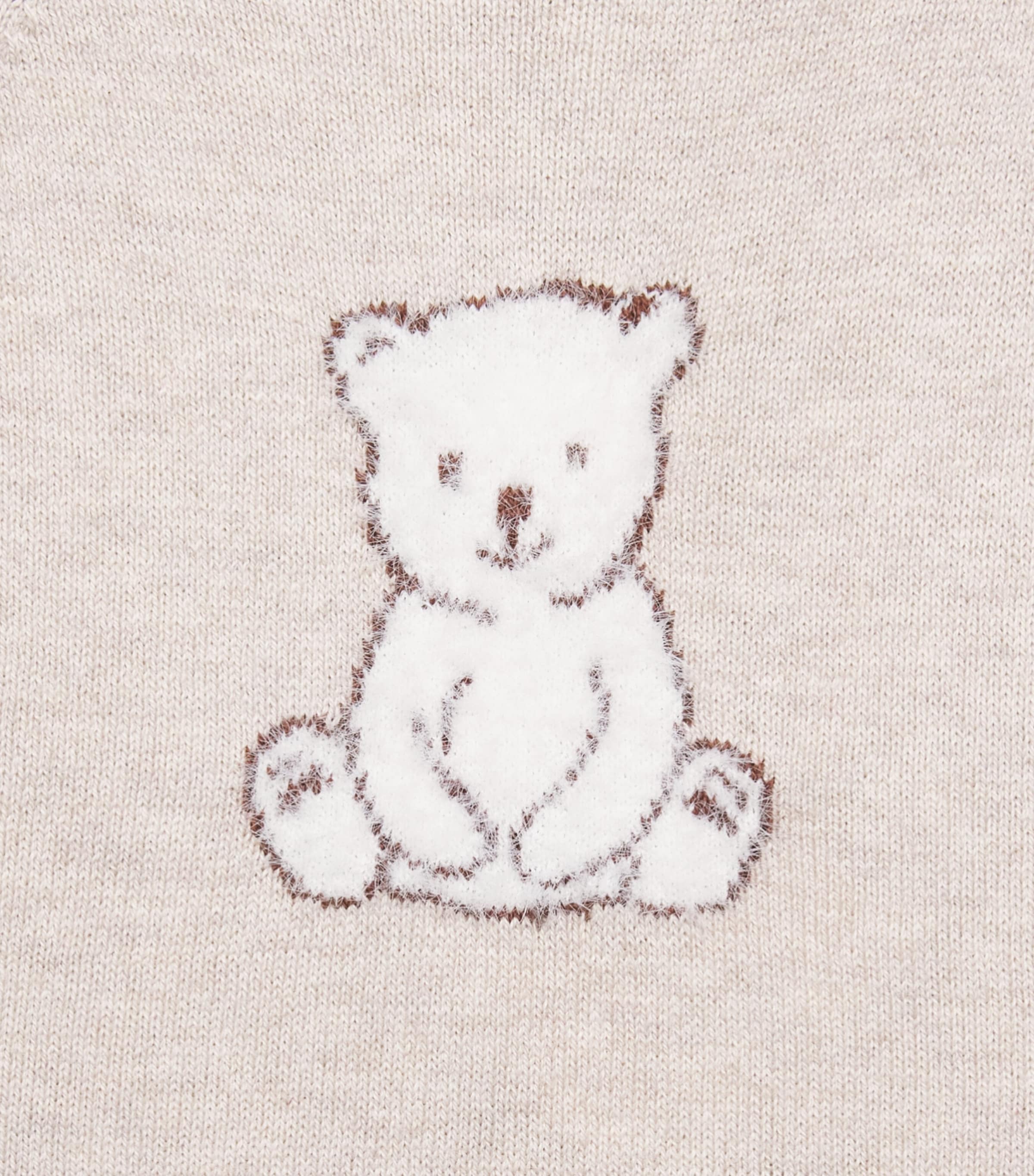 Tartine et Chocolat Cotton-Cashmere Polar Bear Playsuit (1-24 Months) Chiné Image 3