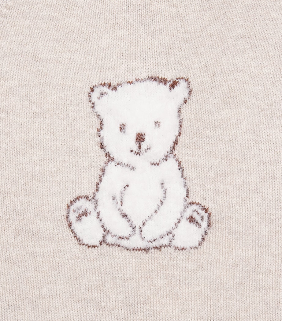 Tartine et Chocolat Cotton-Cashmere Polar Bear Playsuit (1-24 Months) Chiné Image 3