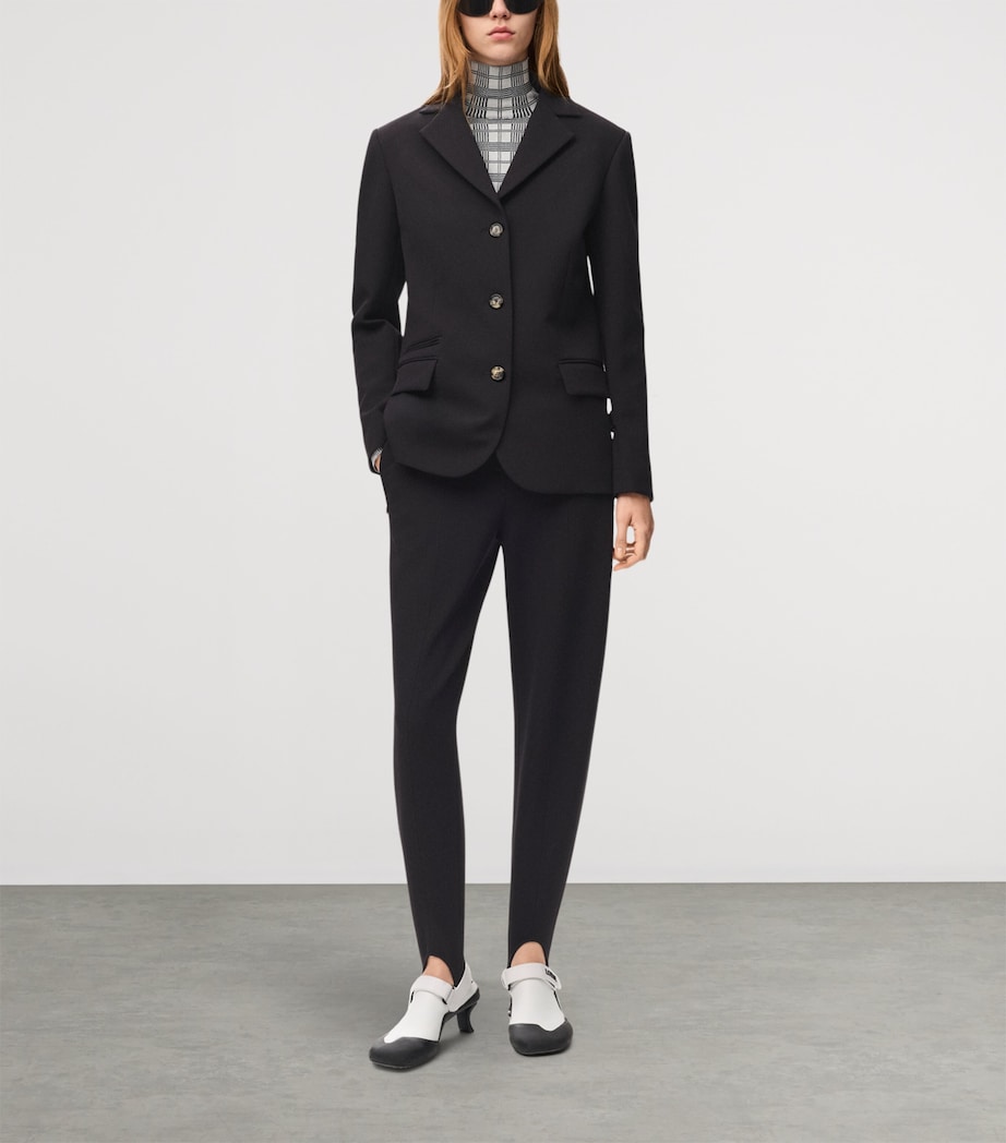 LOEWE Womens Wool-Blend Single-Breasted Blazer Black Image 2