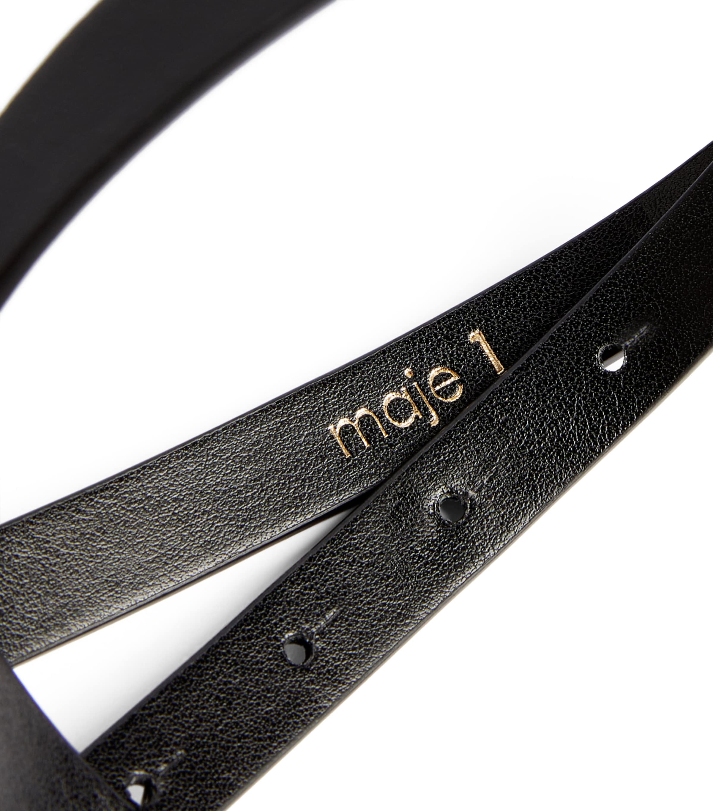Leather Logo Thin Belt BLACK Image 6
