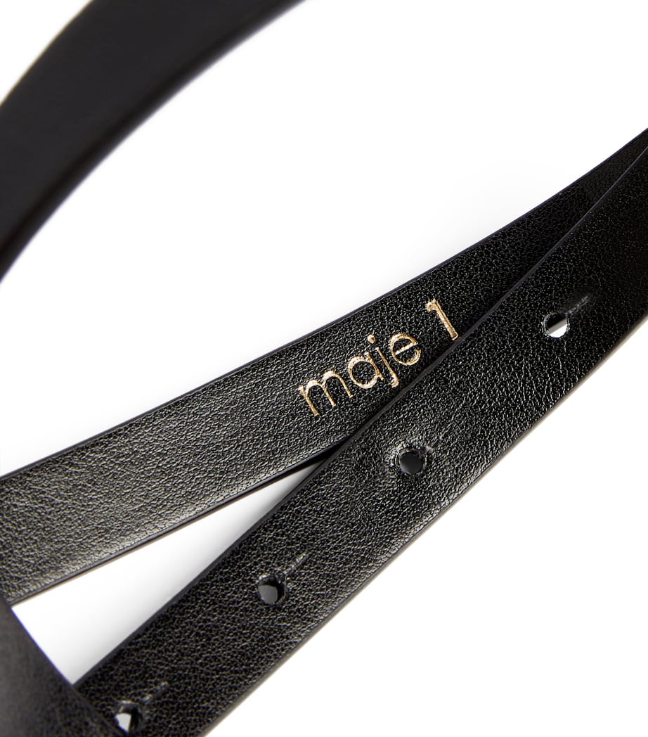 Leather Logo Thin Belt BLACK Image 6