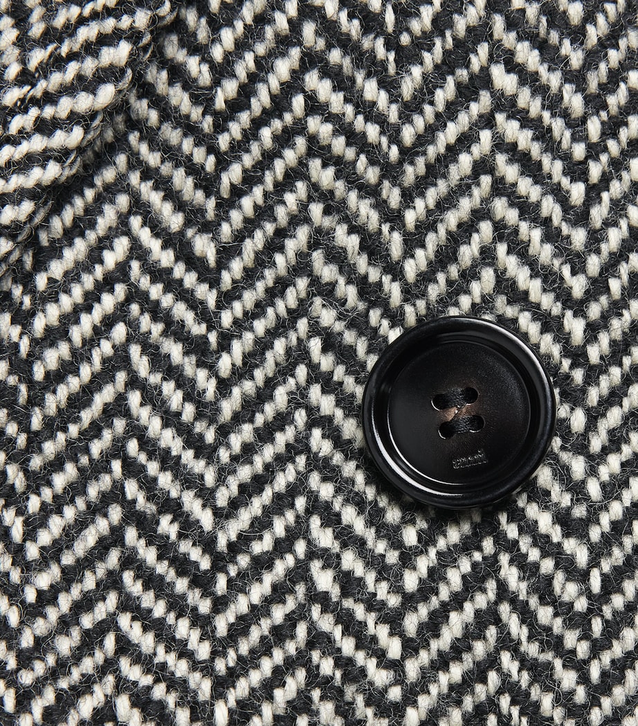AMI Paris Mens Wool Double-Breasted Overcoat Noir/ivoire Image 6