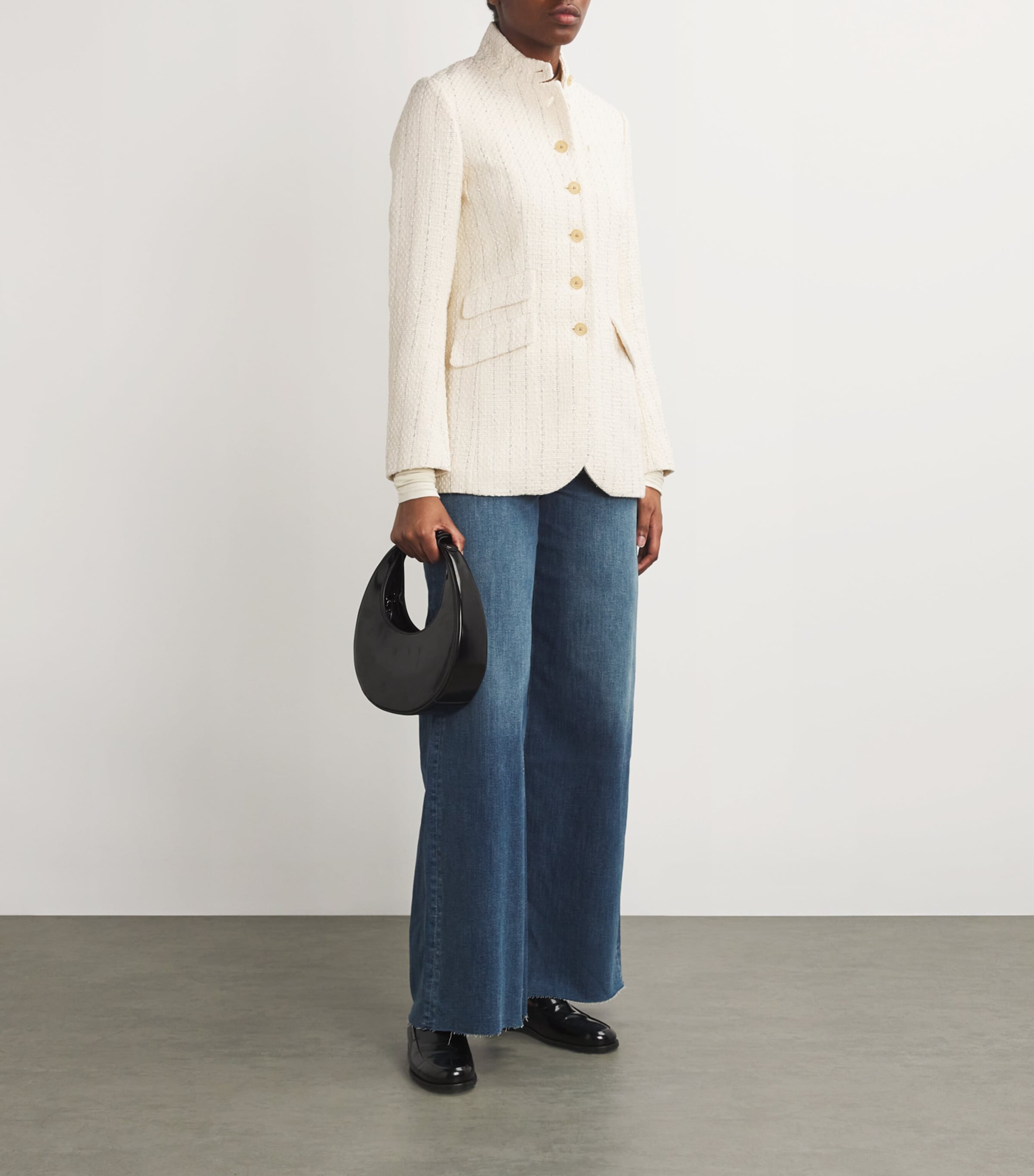 Rag & Bone Womens Metallic Tweed Slade Blazer Ivory Image 2