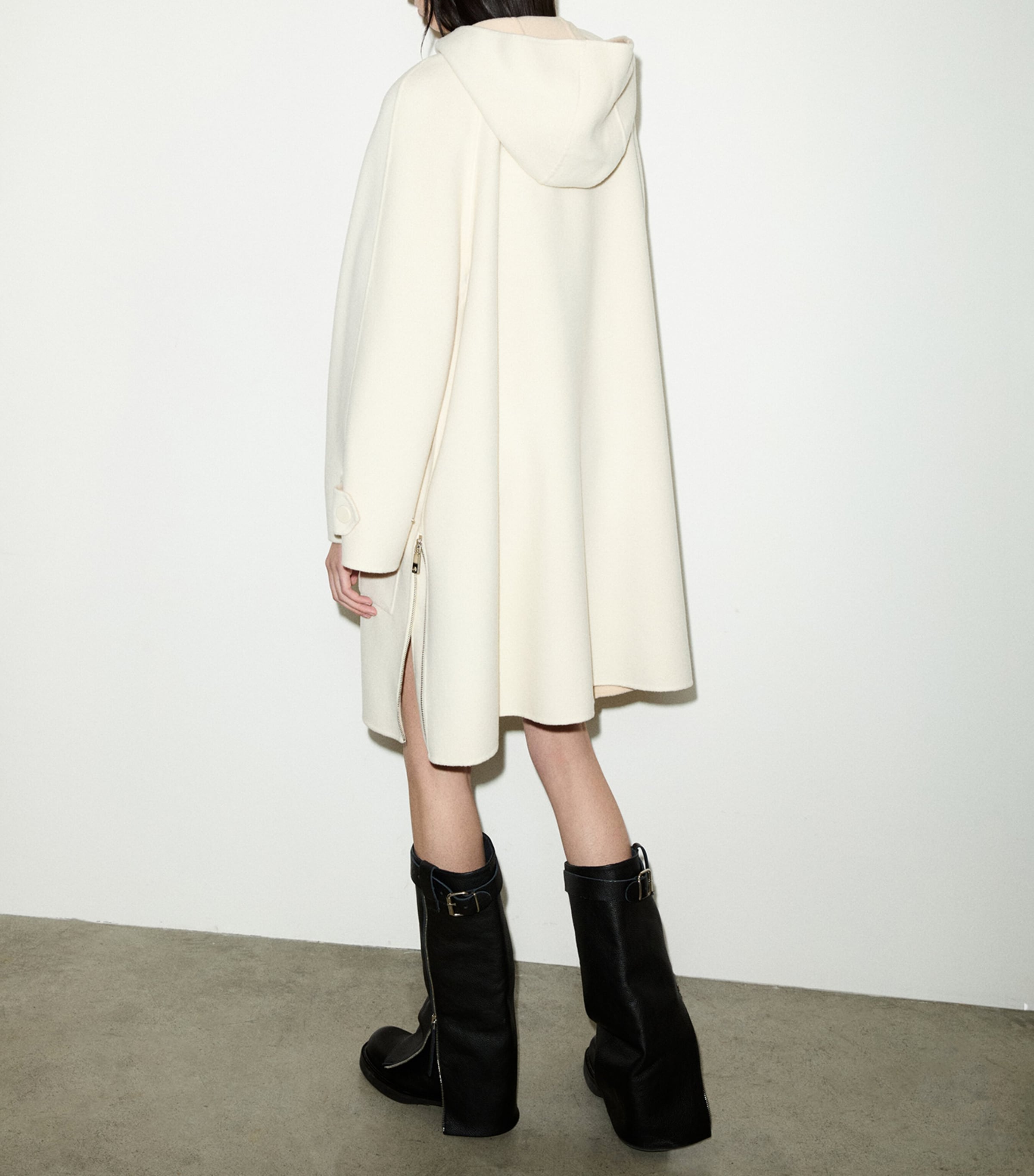 MAX&Co. Womens Wool Hooded Coat Wool White Image 4