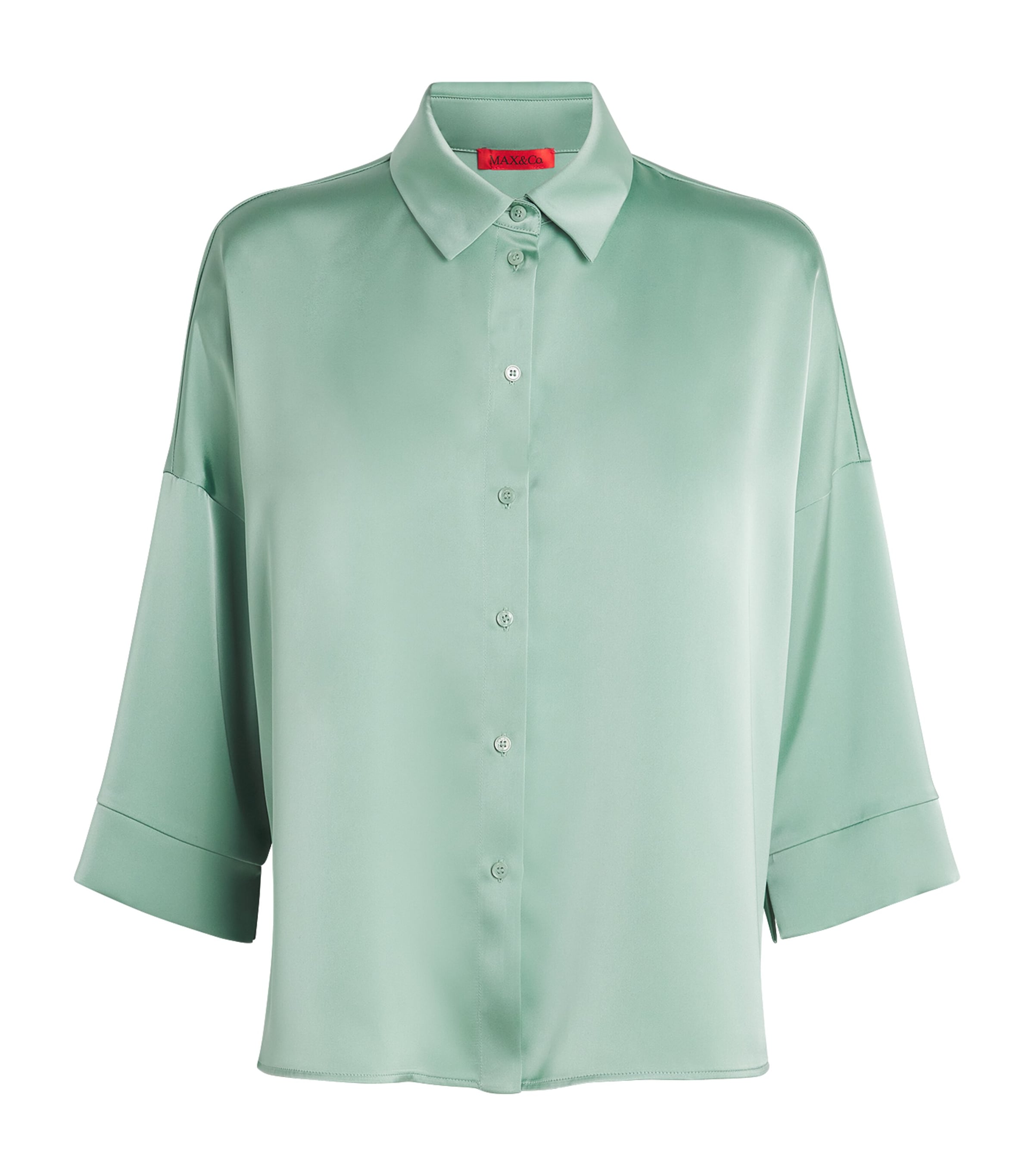 Max & Co Satin Shirt In Green