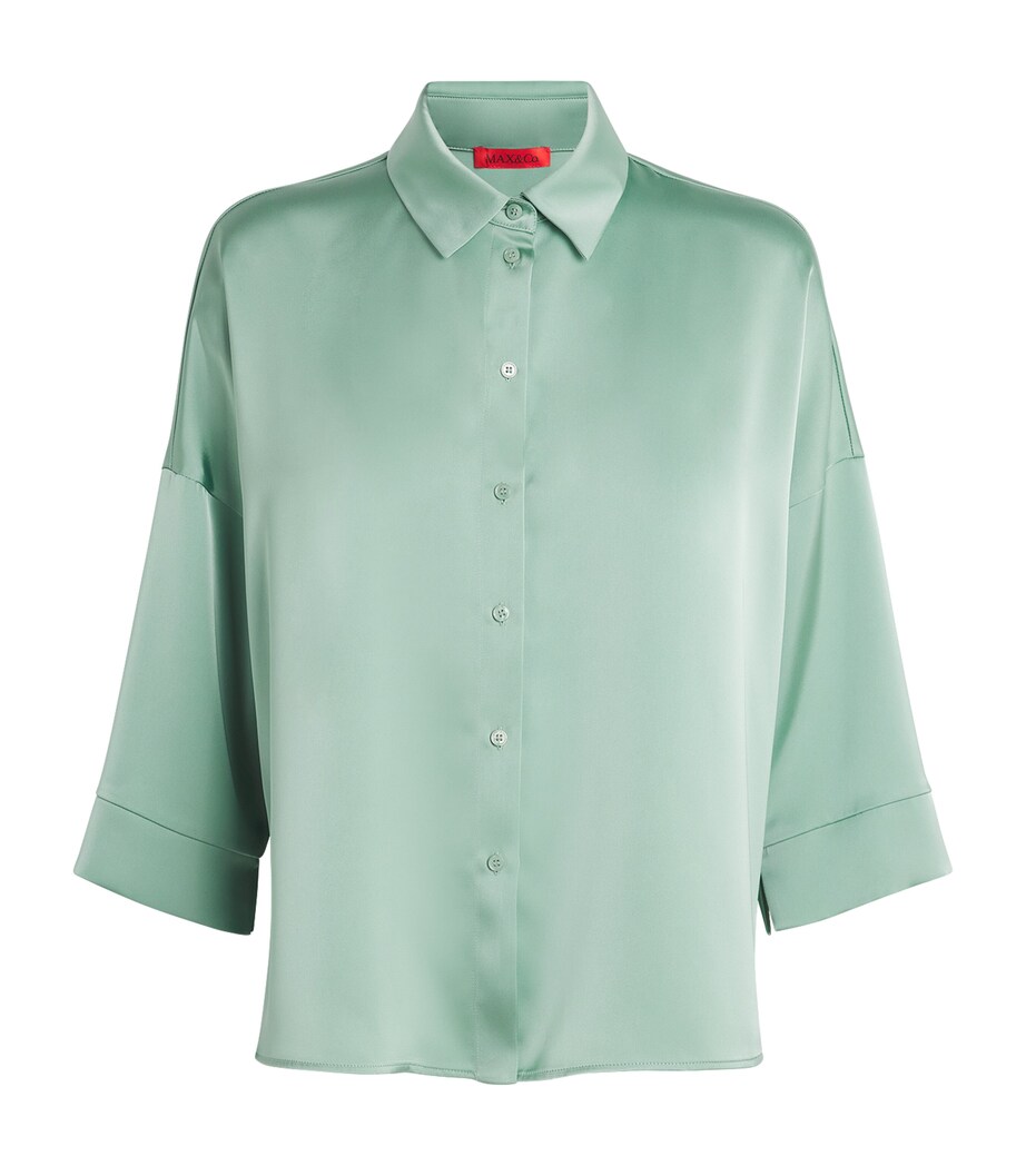 MAX&Co. Womens Satin Shirt Water Green Image 1
