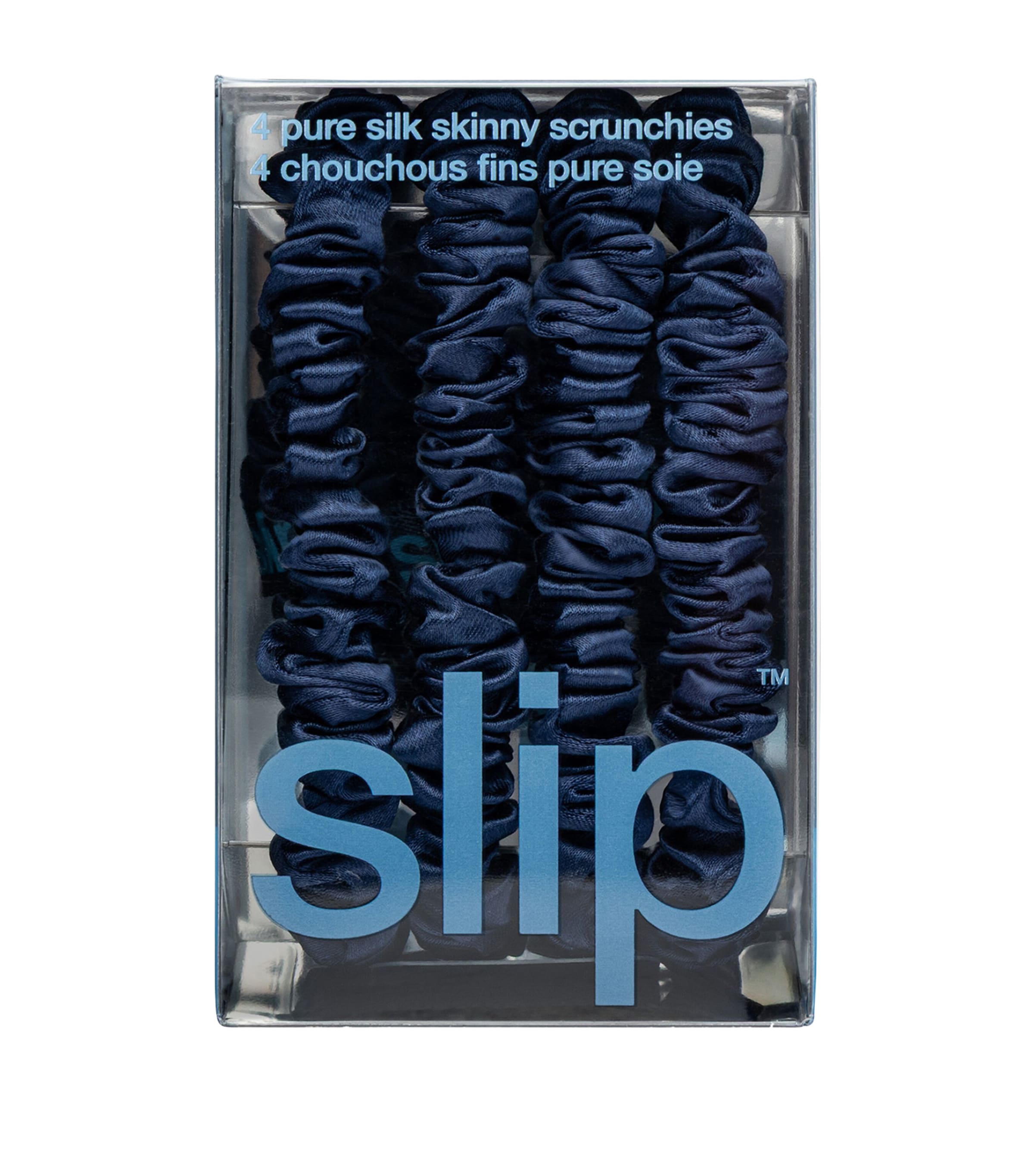 Slip Pure Silk Skinny Scrunchies (Set of 4) Navy Image 3