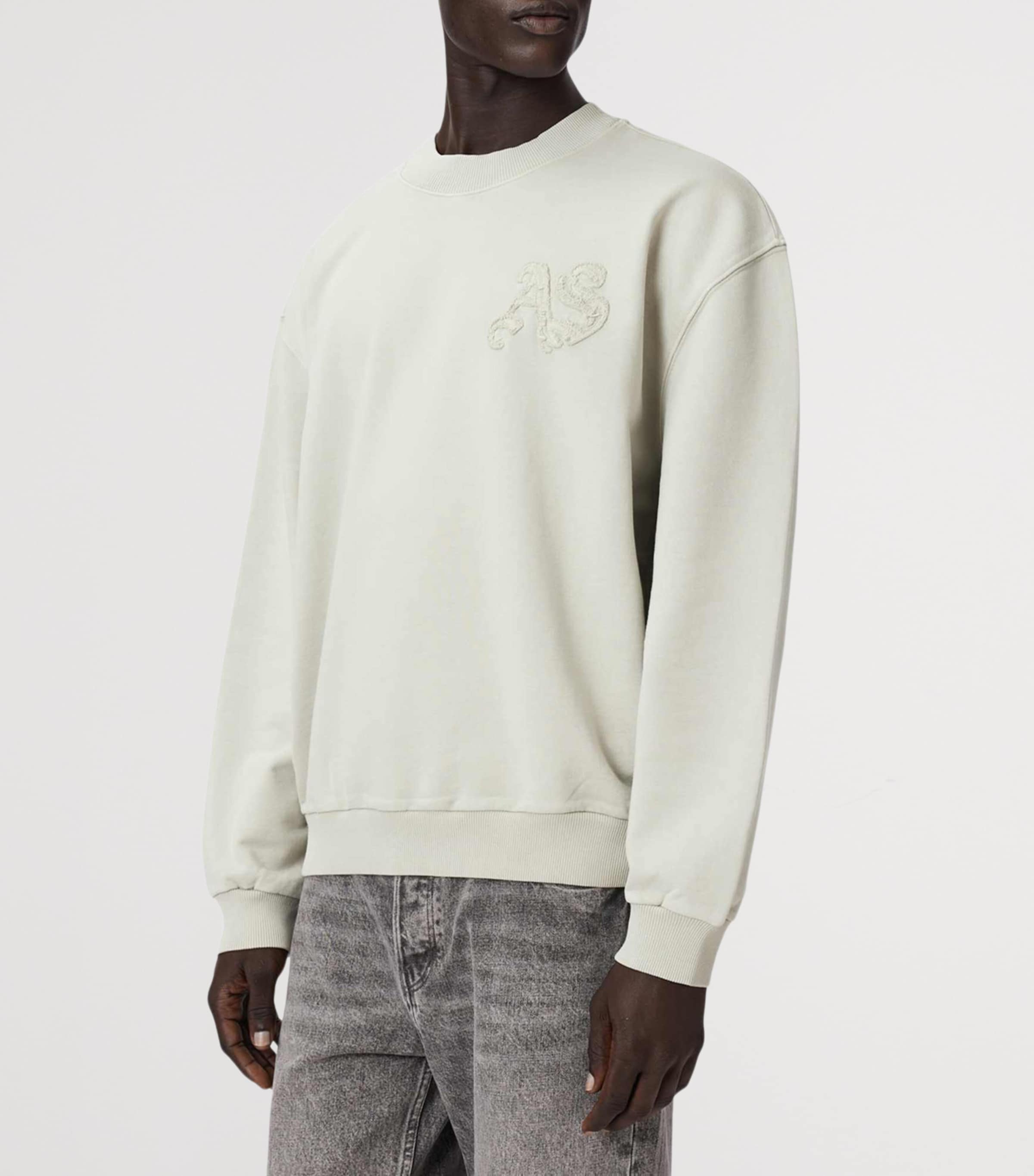AllSaints Mens Organic Cotton Insignia Sweatshirt Sea Green Image 3