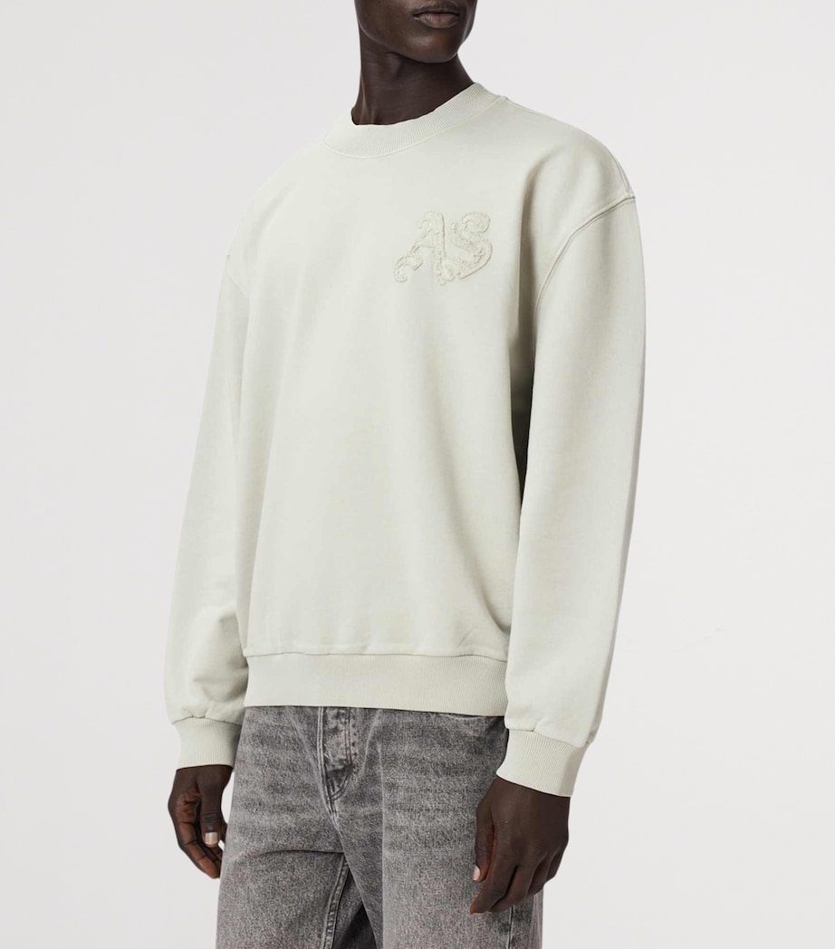 AllSaints Mens Organic Cotton Insignia Sweatshirt Sea Green Image 3
