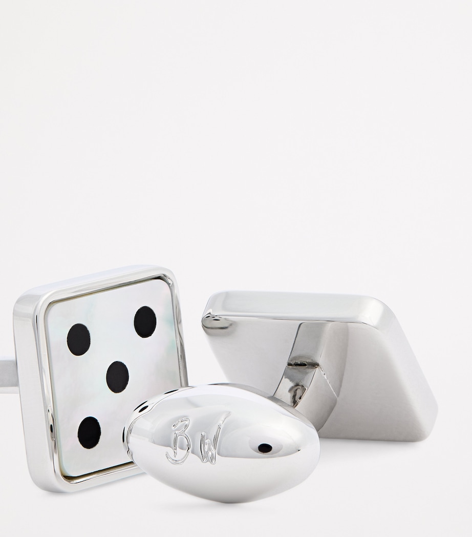 Onyx and Mother-of-Pearl Dice Cufflinks SILVER Image 6