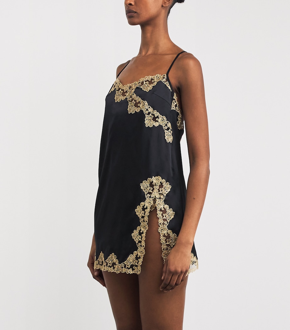 Silk-Blend Reina Nightdress BLACK & GOLD Image 2