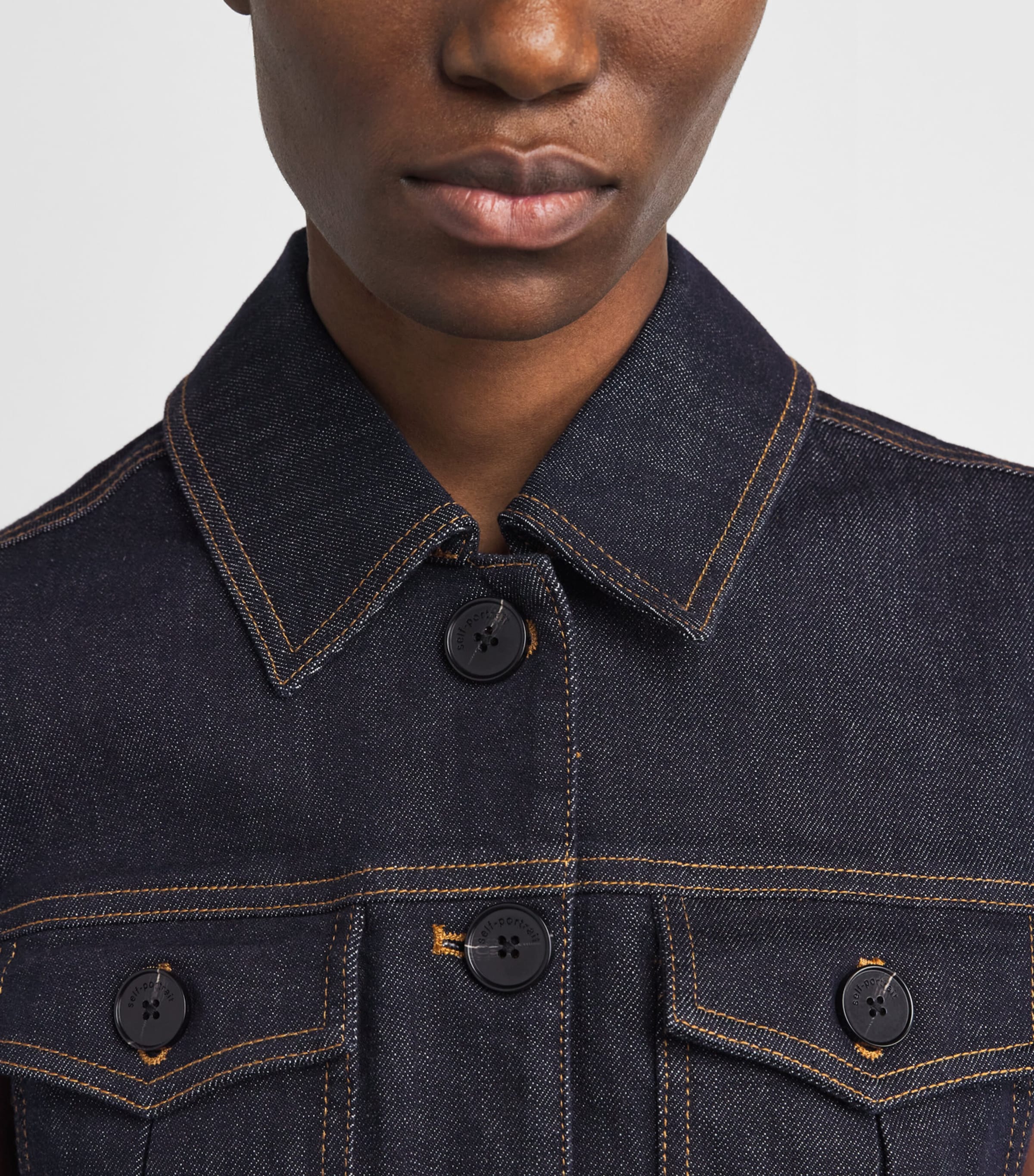 Denim Flared Mini Dress BLUE Image 4