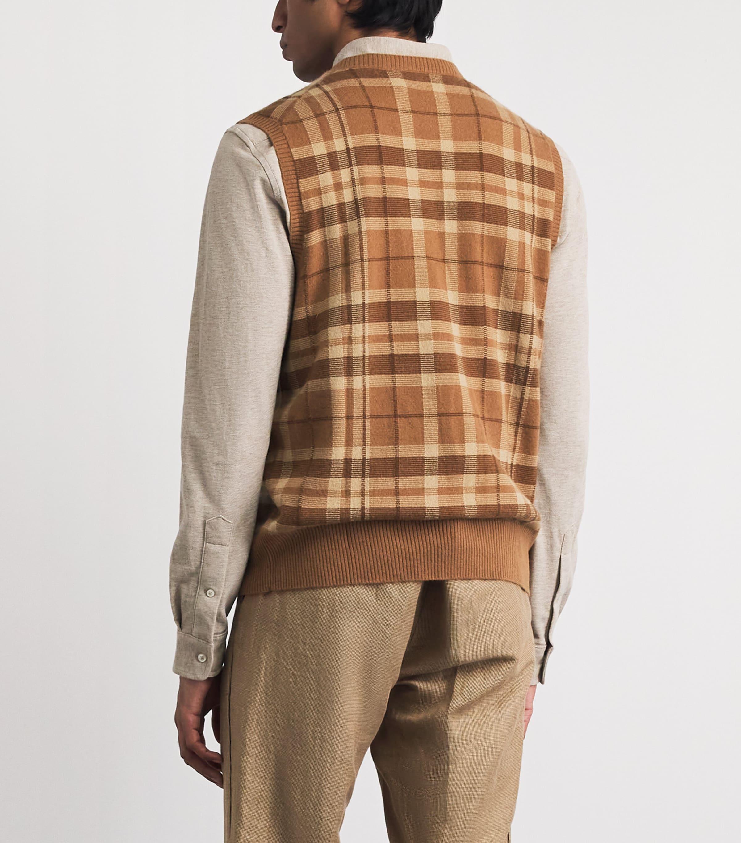 Polo Ralph Lauren Mens Cashmere Check Sweater Vest Brown Combo Image 5