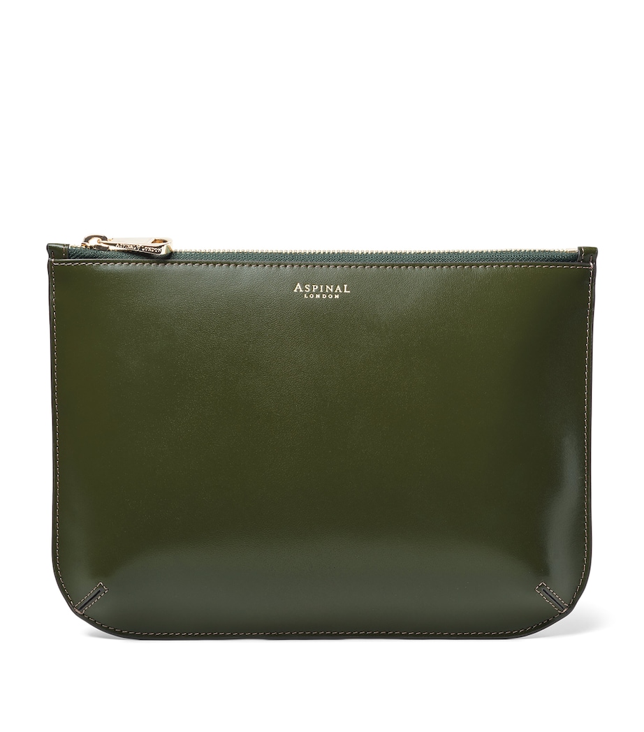 Aspinal Of London Large Leather Ella Pouch Mossgreen Image 1