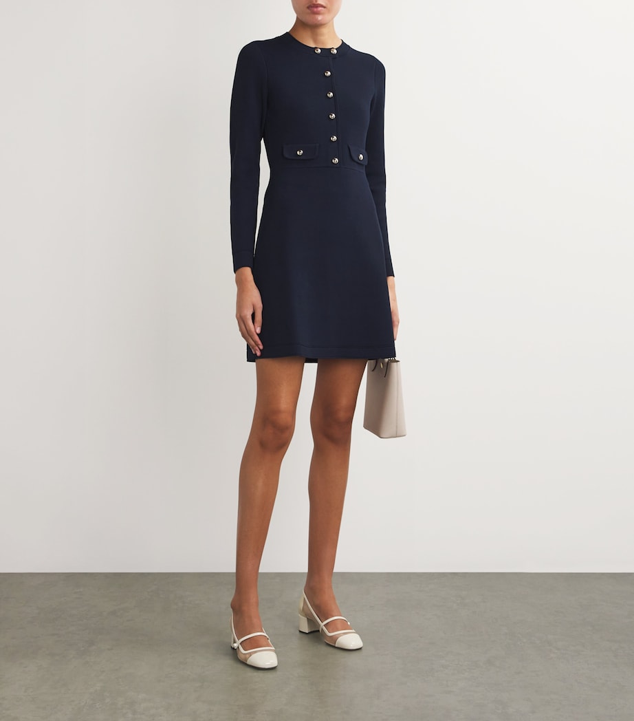 Knitted Button-Up Mini Dress NAVY BLUE Image 2